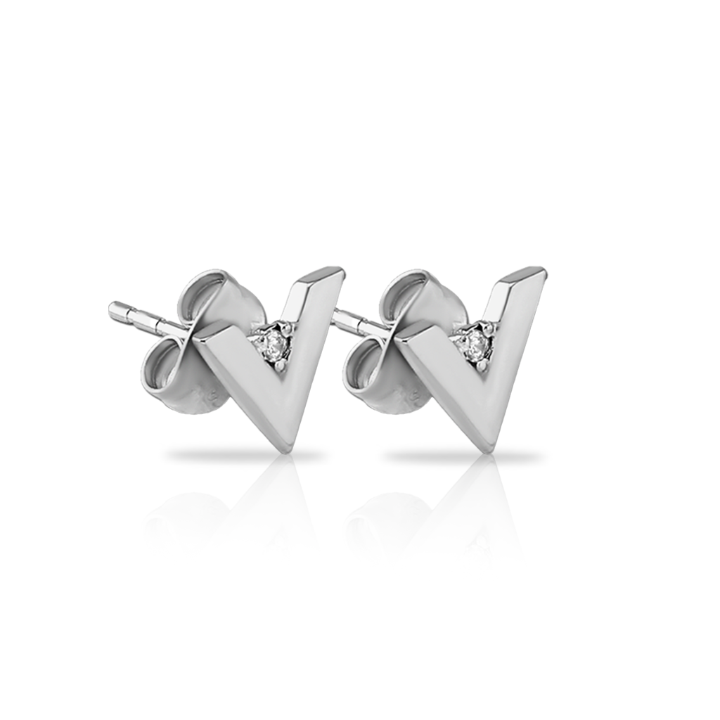 Surgical Steel Jewelled V Earrings - Pair
