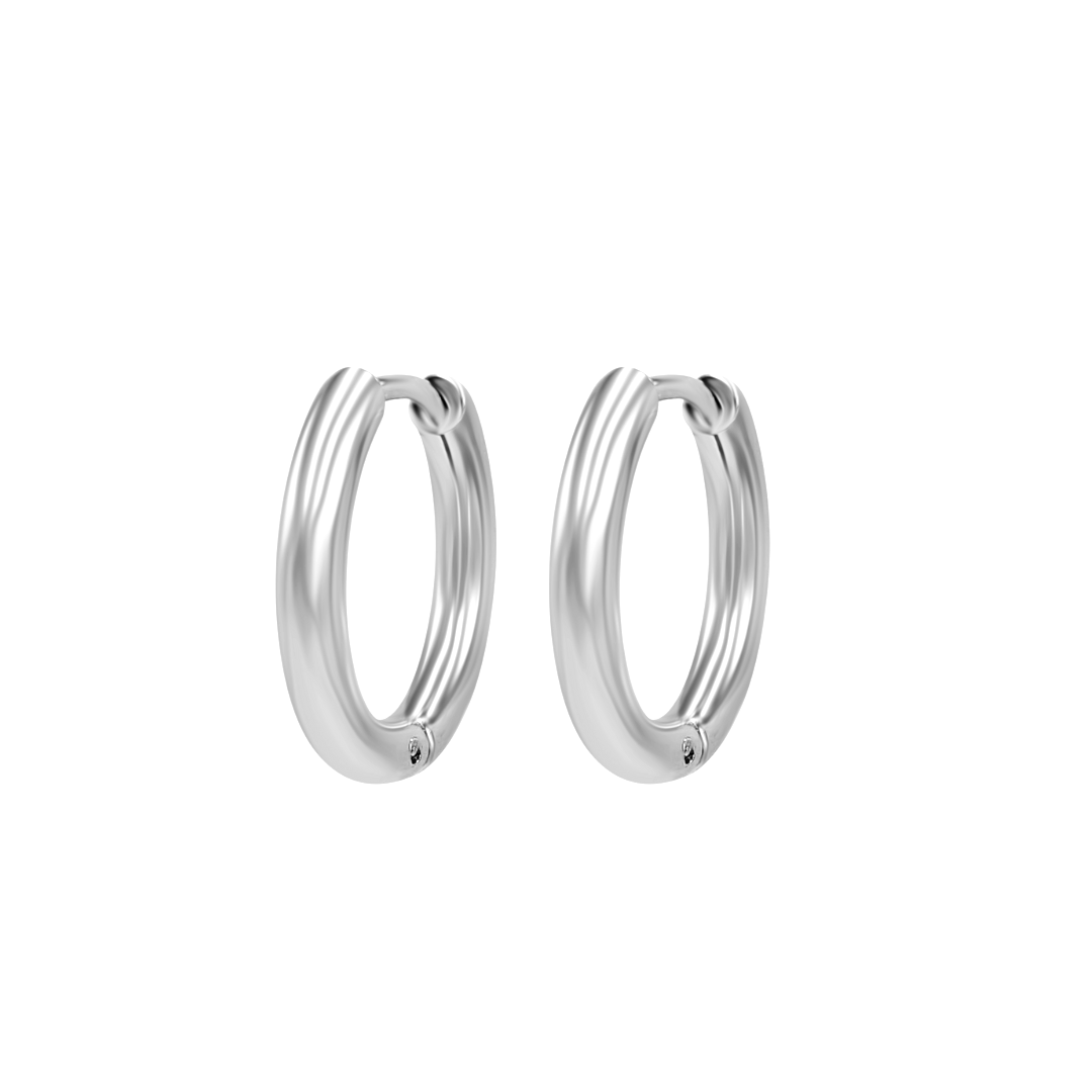 V Platinum Earring Hoops - Pair