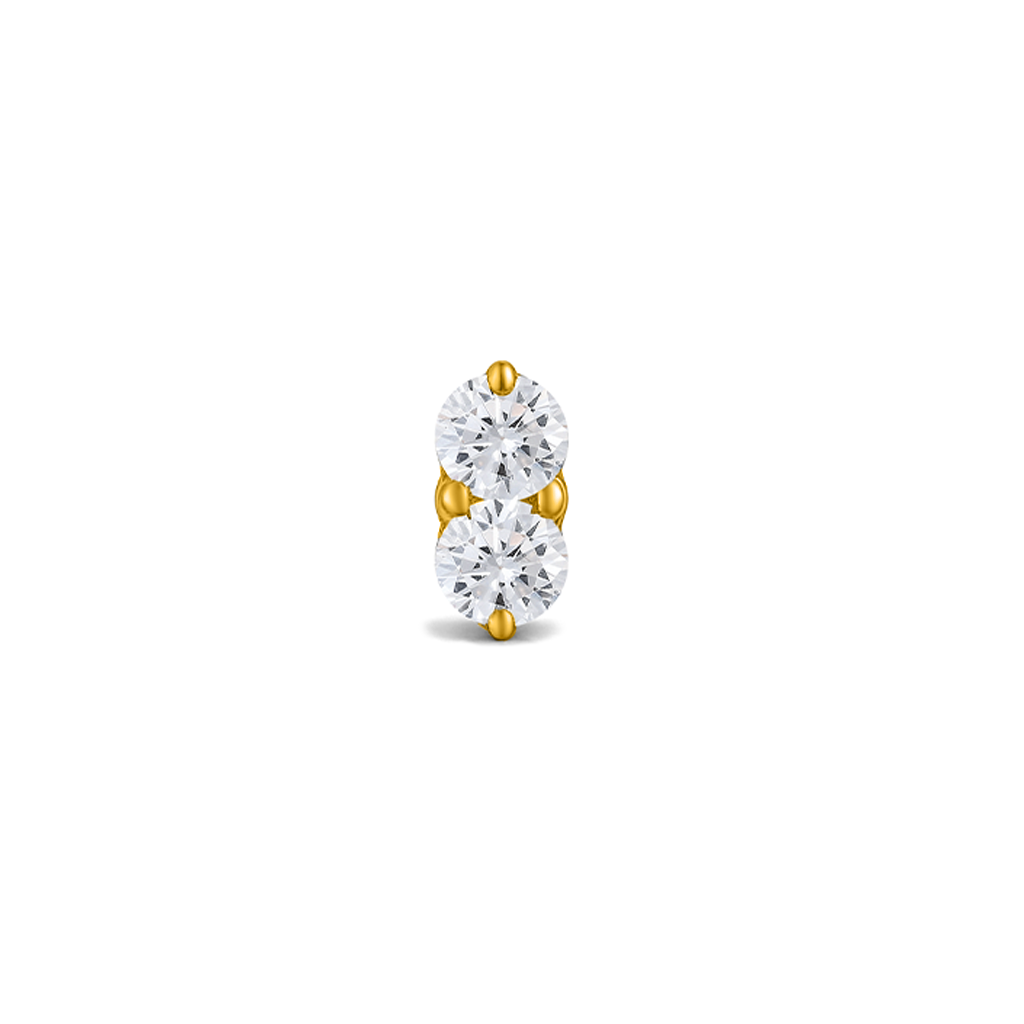 18k V-Gold Prong 2 Stone Flatback