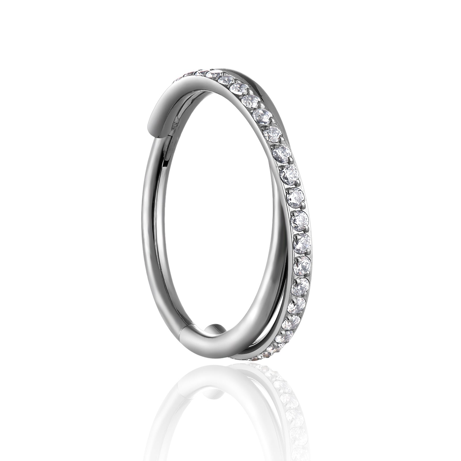 Intertwined Crystal & Plain Hinged Ring