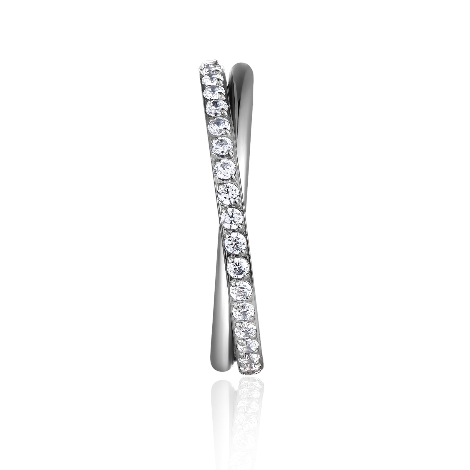 Intertwined Crystal & Plain Hinged Ring