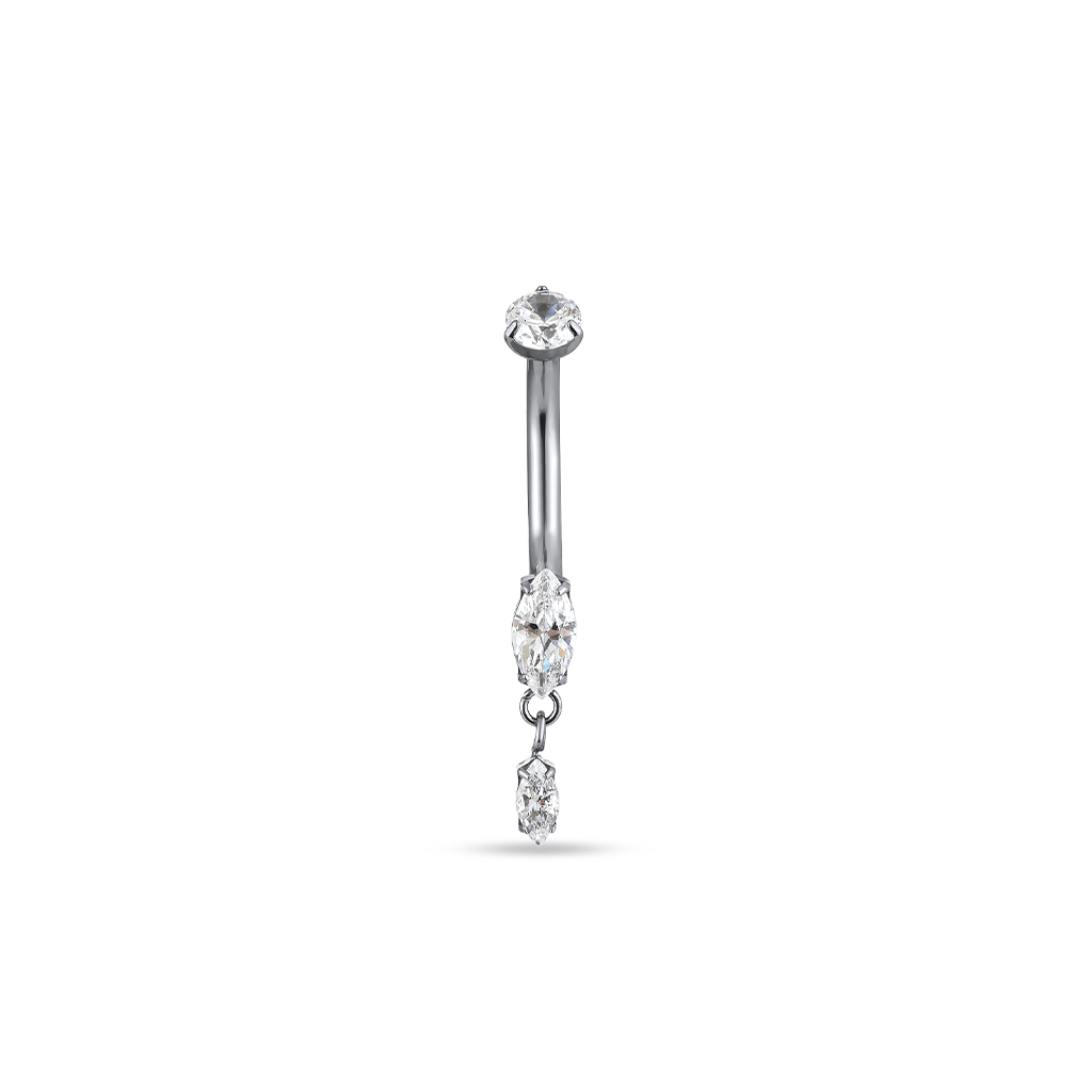 Titanium Marquise 1 Drop Navel Bar