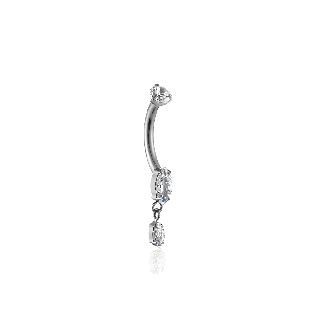 Titanium Marquise 1 Drop Navel Bar