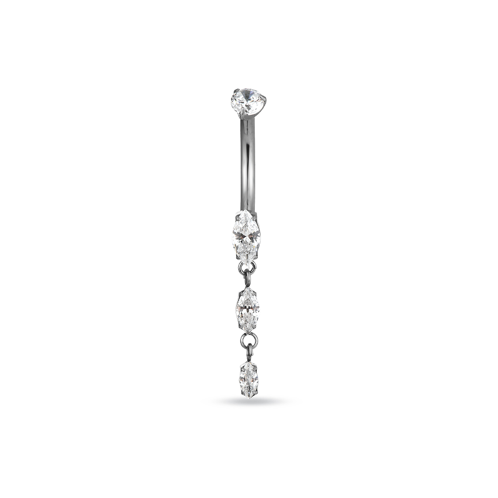 Titanium Marquise 2 Drop Navel Bar