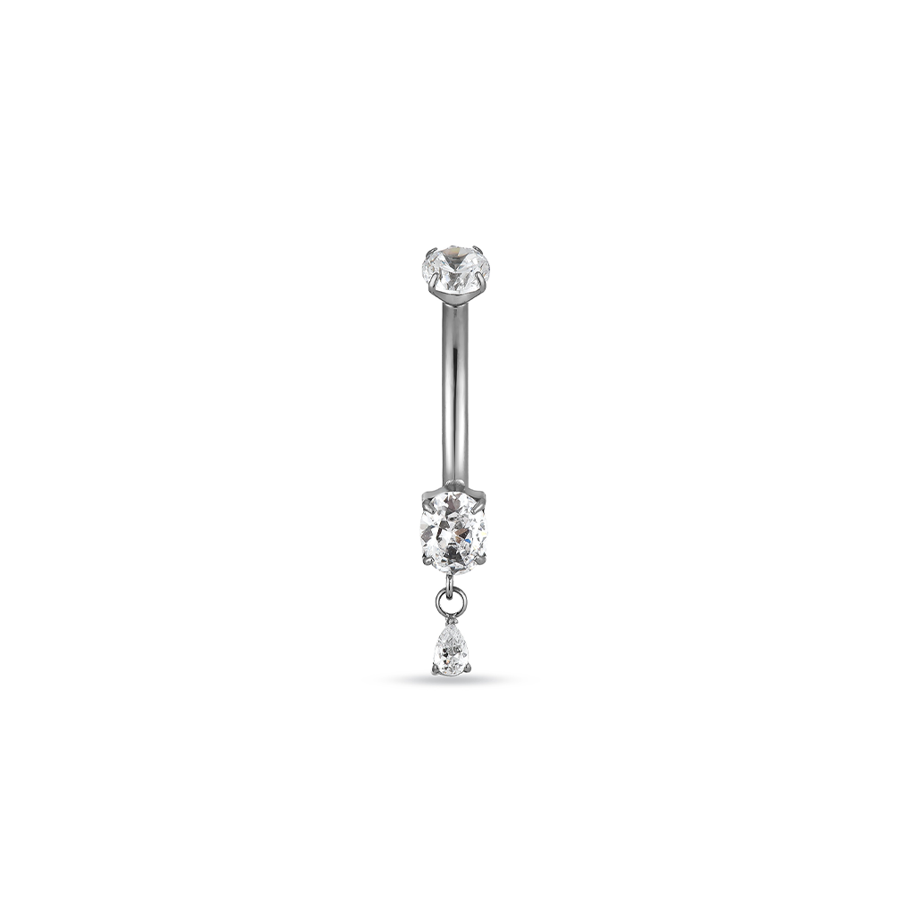 Titanium Prong Set Drop Navel Bar