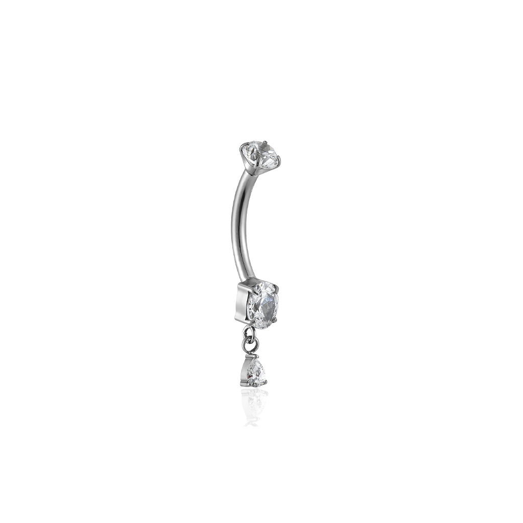 Titanium Prong Set Drop Navel Bar