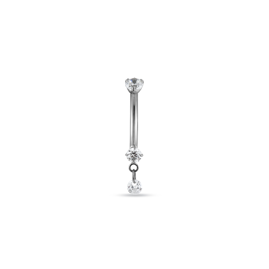 Prong Crystal Dangle Curved Bar