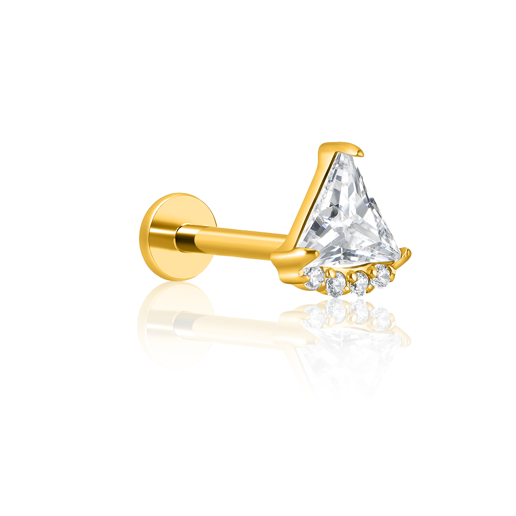 18k V-Gold Triangle w Crystal Stones Flatback