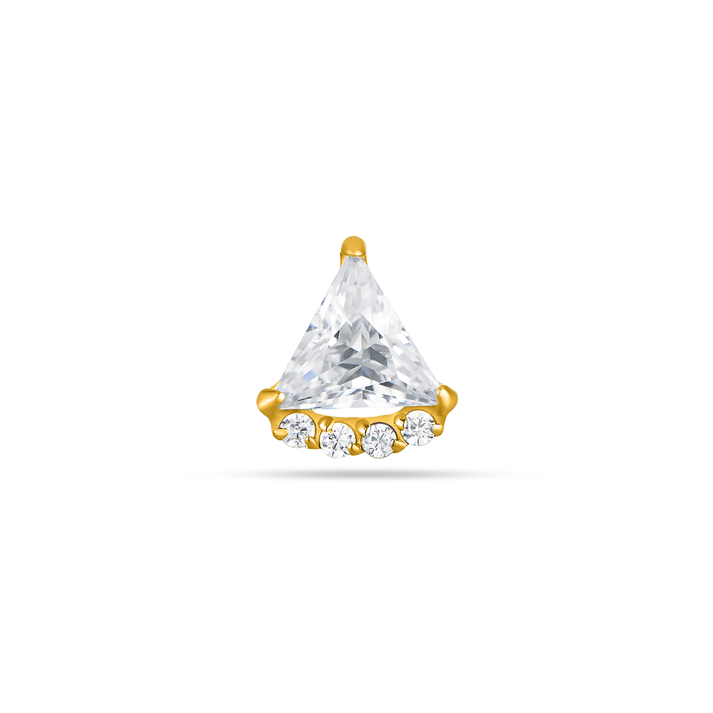 18k V-Gold Triangle w Crystal Stones Flatback