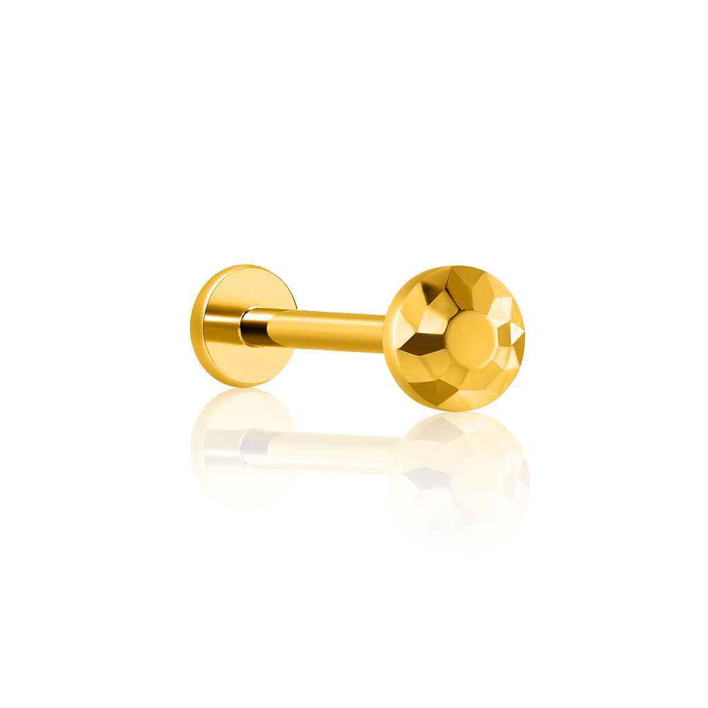 18k V-Gold Faceted Disk Flatback