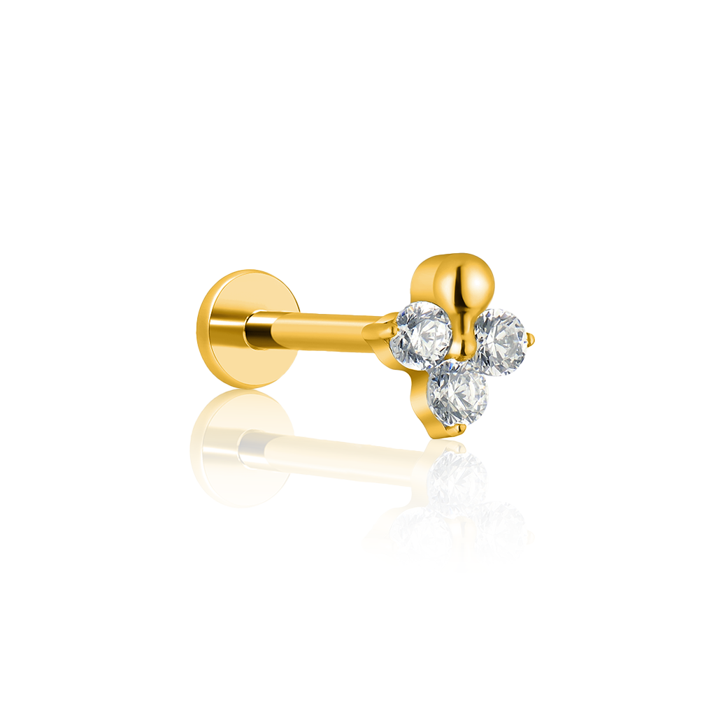 18k V-Gold 3 Jewel Bead Flatback