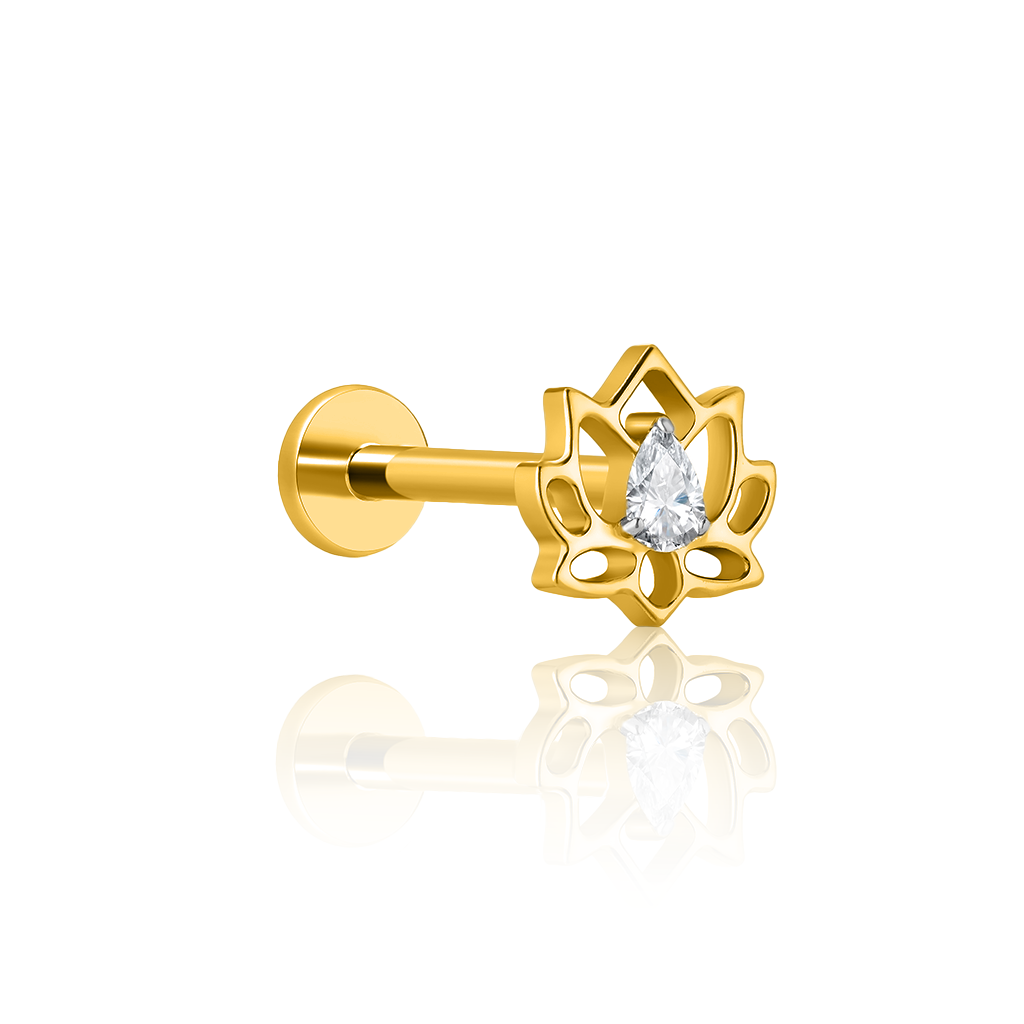 18k V-Gold Lotus Flower Flatback