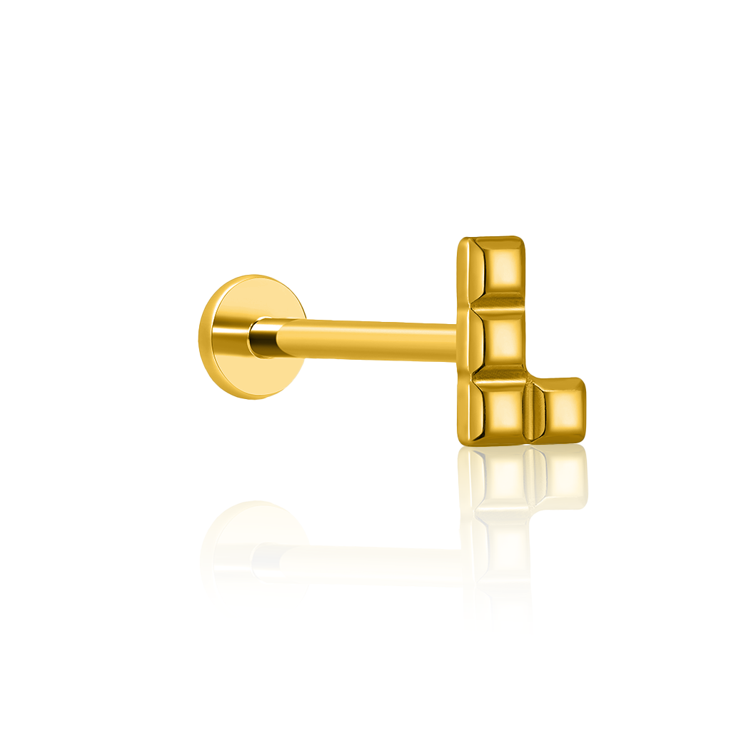 18k V-Gold Titanium Tetris L Flatback