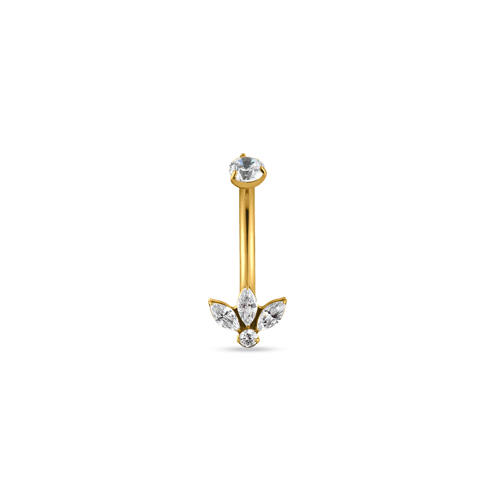 18kt V-Gold Flower Fan Navel Bar
