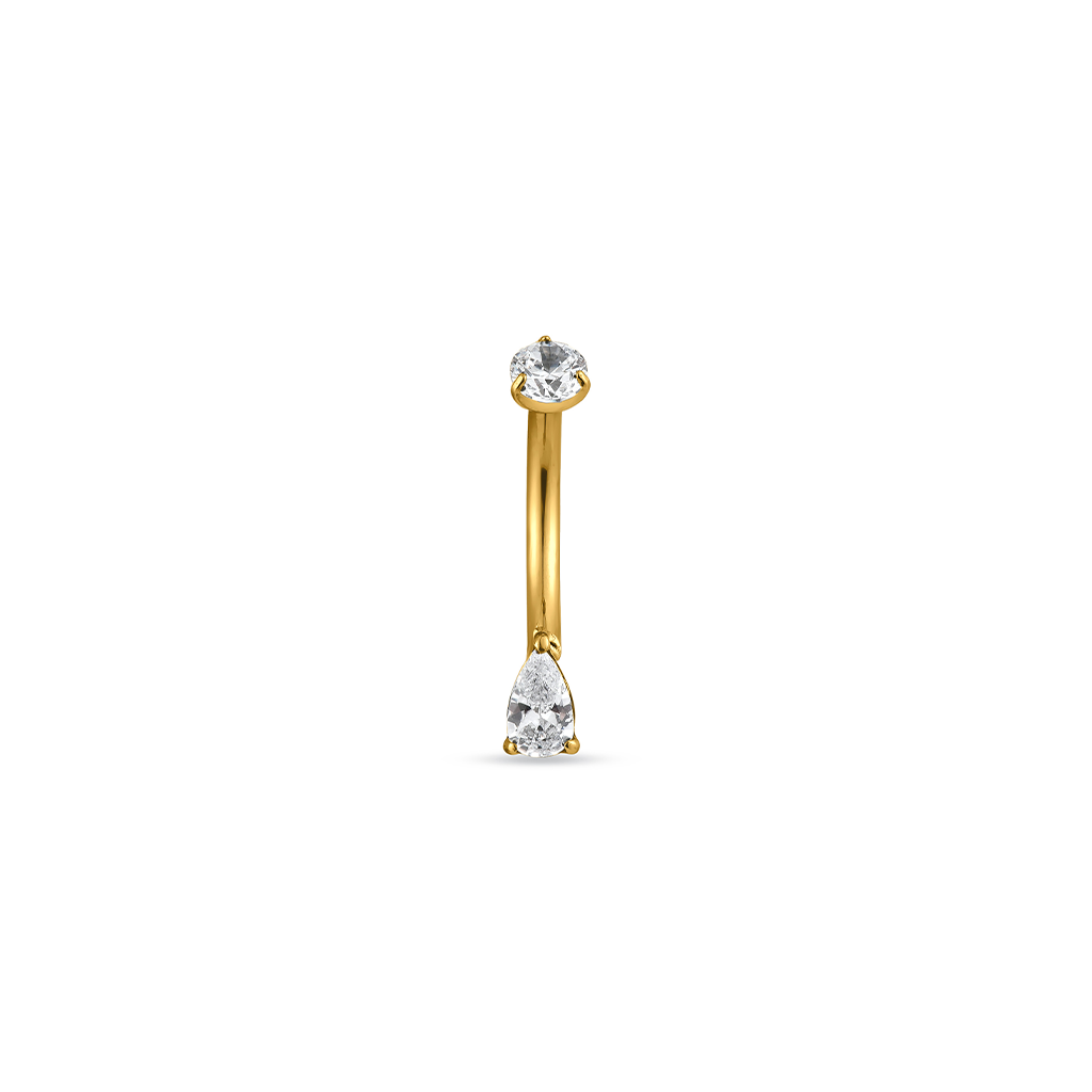 18kt V-Gold Pear Prong Navel Bar