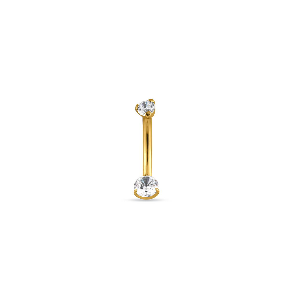 18kt V-Gold Prong Set Tiny Navel Bar