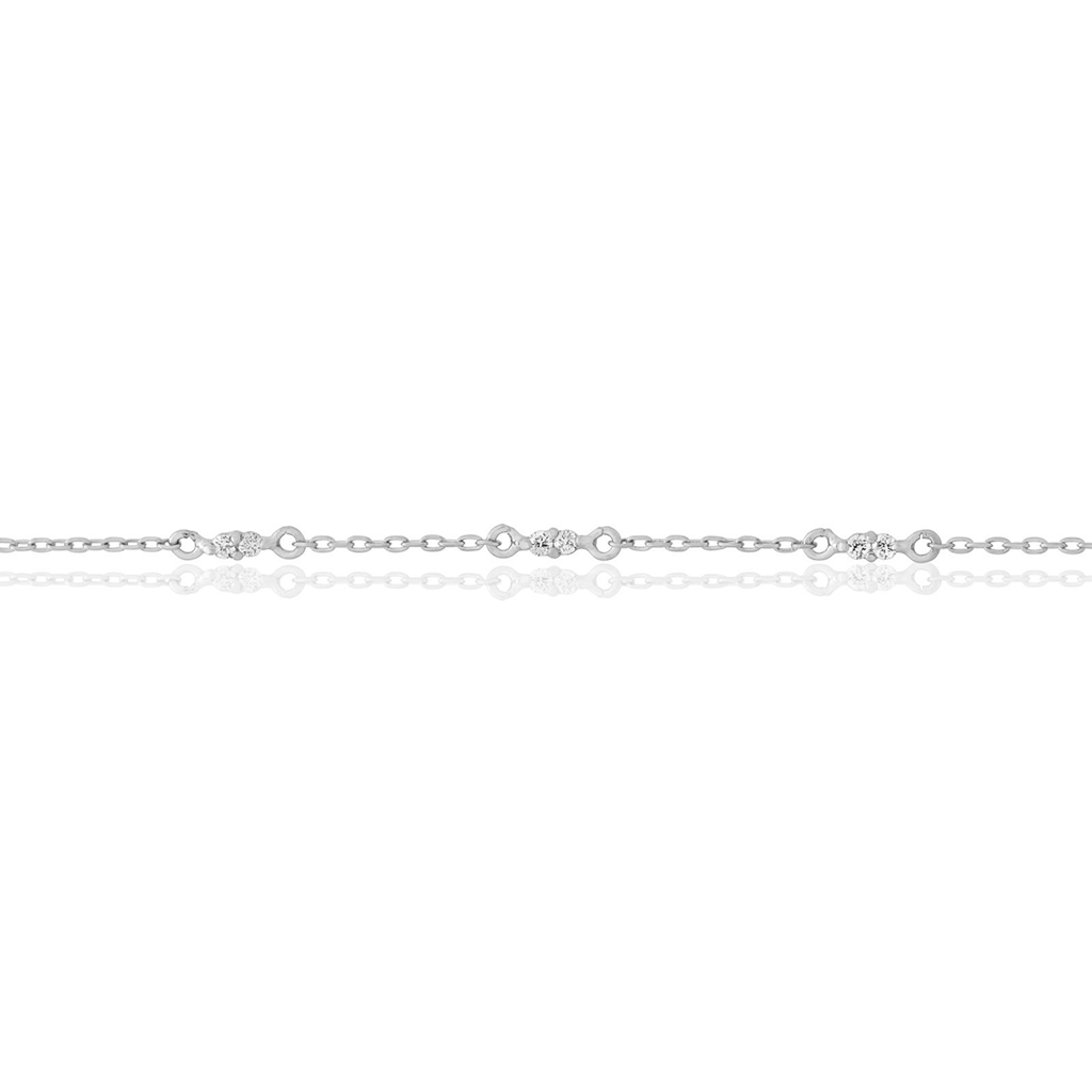 14kt White Gold Triple Duo White Diamond Bracelet