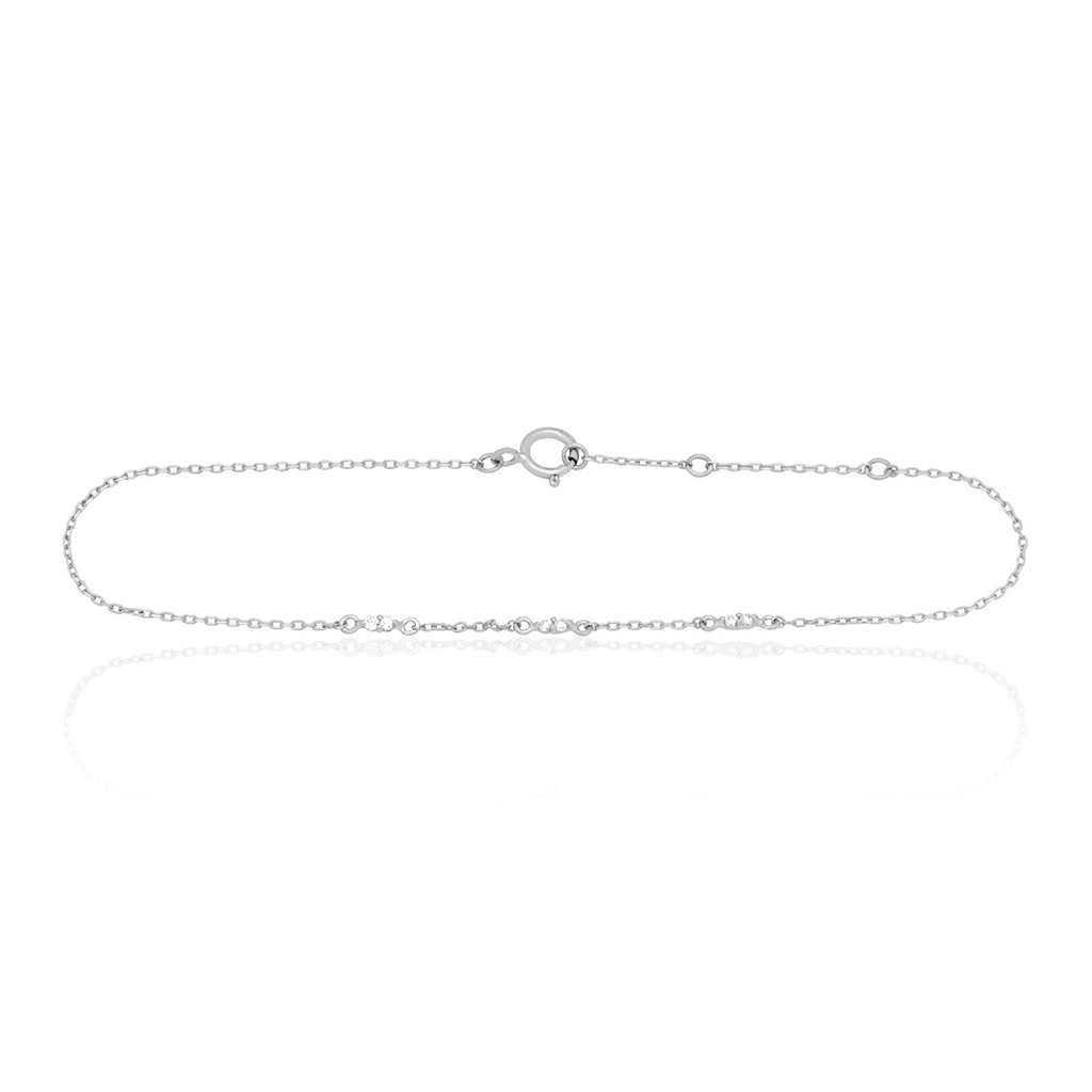 14kt White Gold Triple Duo White Diamond Bracelet