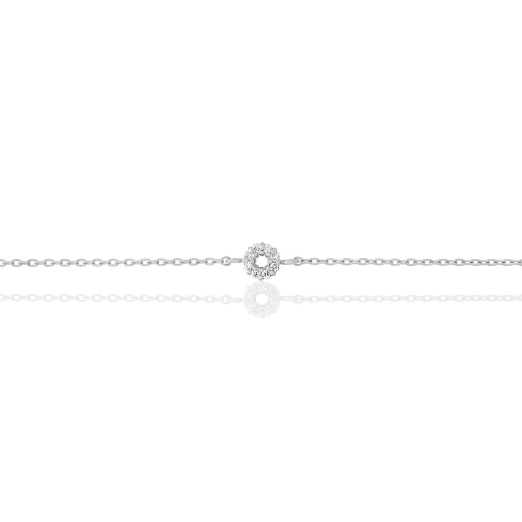 14kt White Gold Circle White Diamond Bracelet