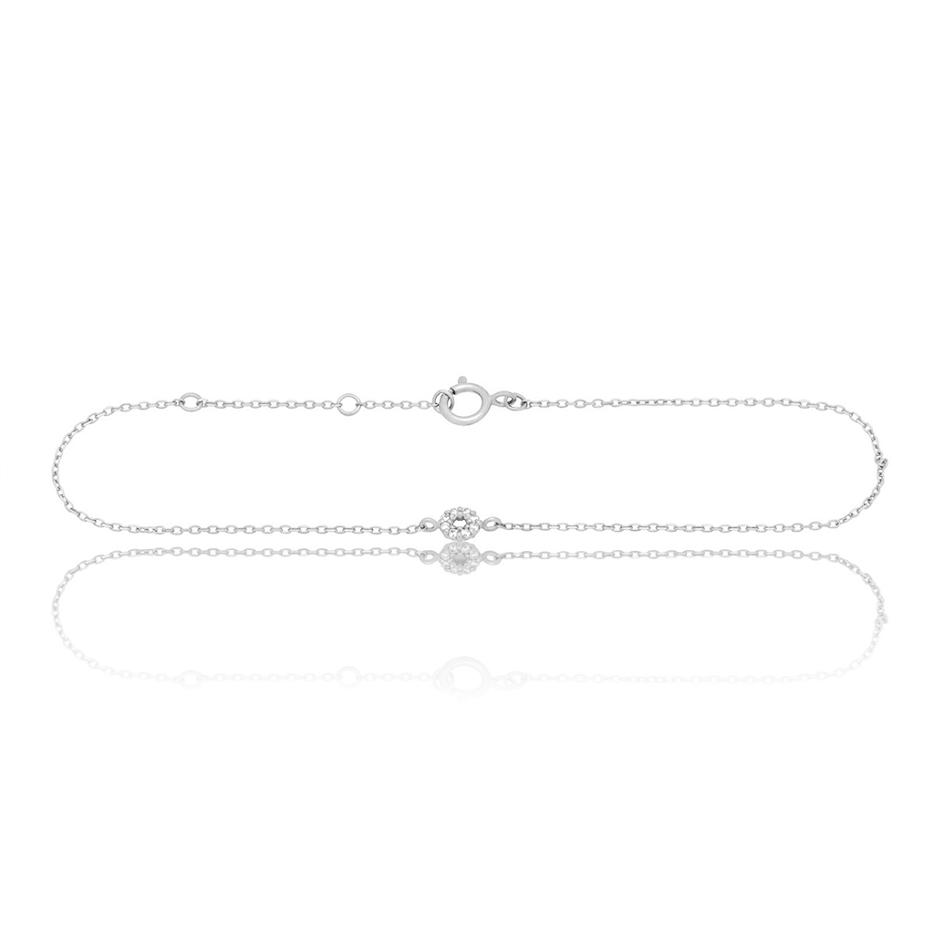 14kt White Gold Circle White Diamond Bracelet