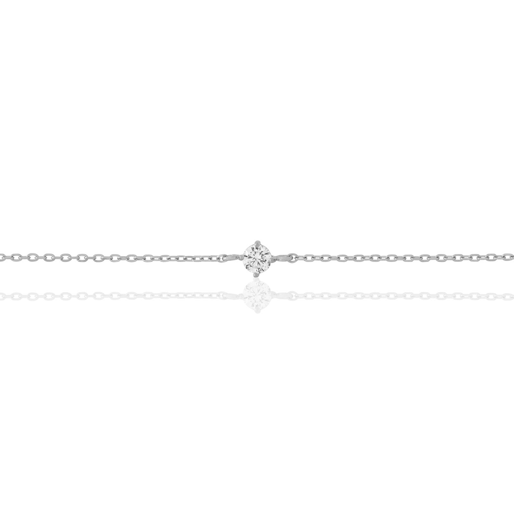 14kt White Gold Round Crystal Bracelet