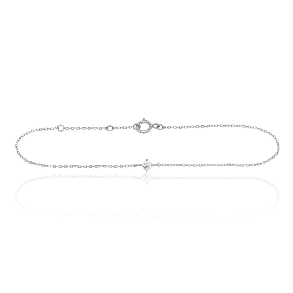 14kt White Gold Round Crystal Bracelet