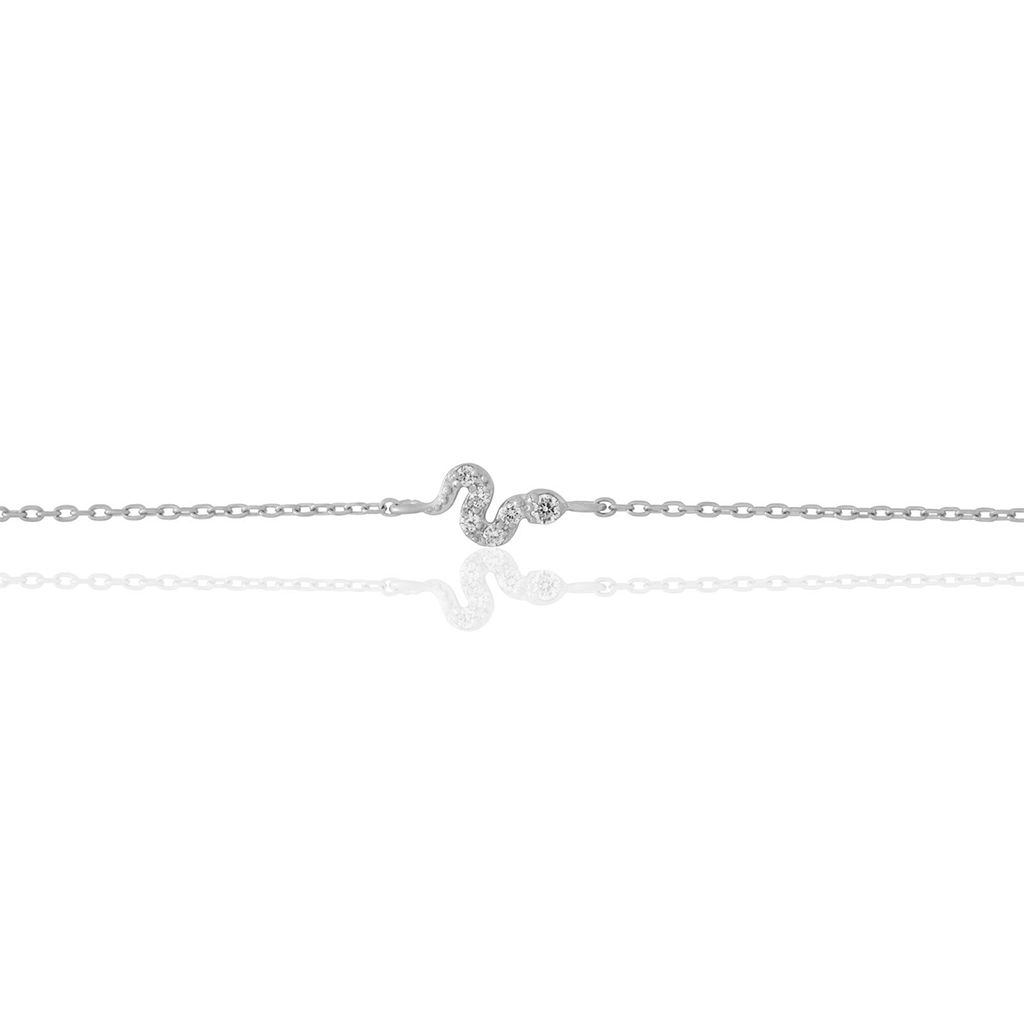 14kt White Gold Snake White Diamond Bracelet