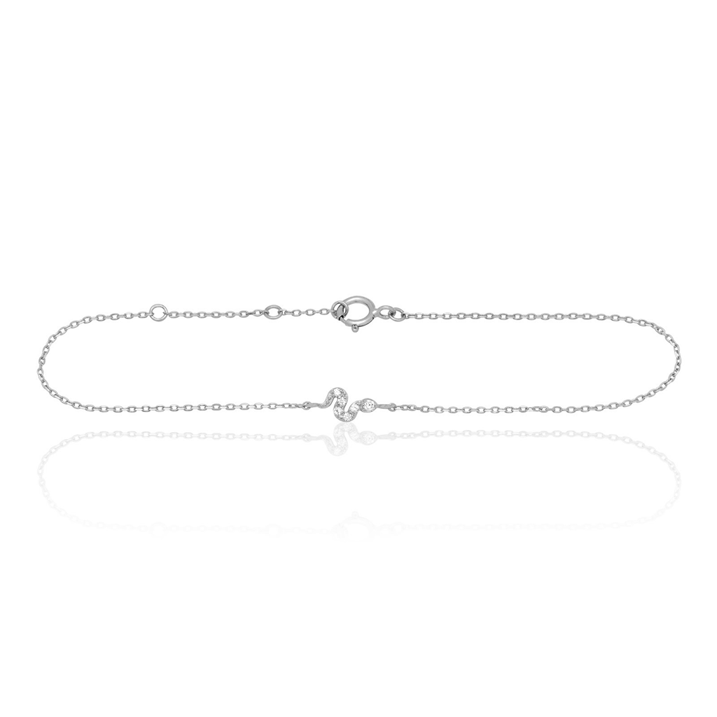 14kt White Gold Snake White Diamond Bracelet