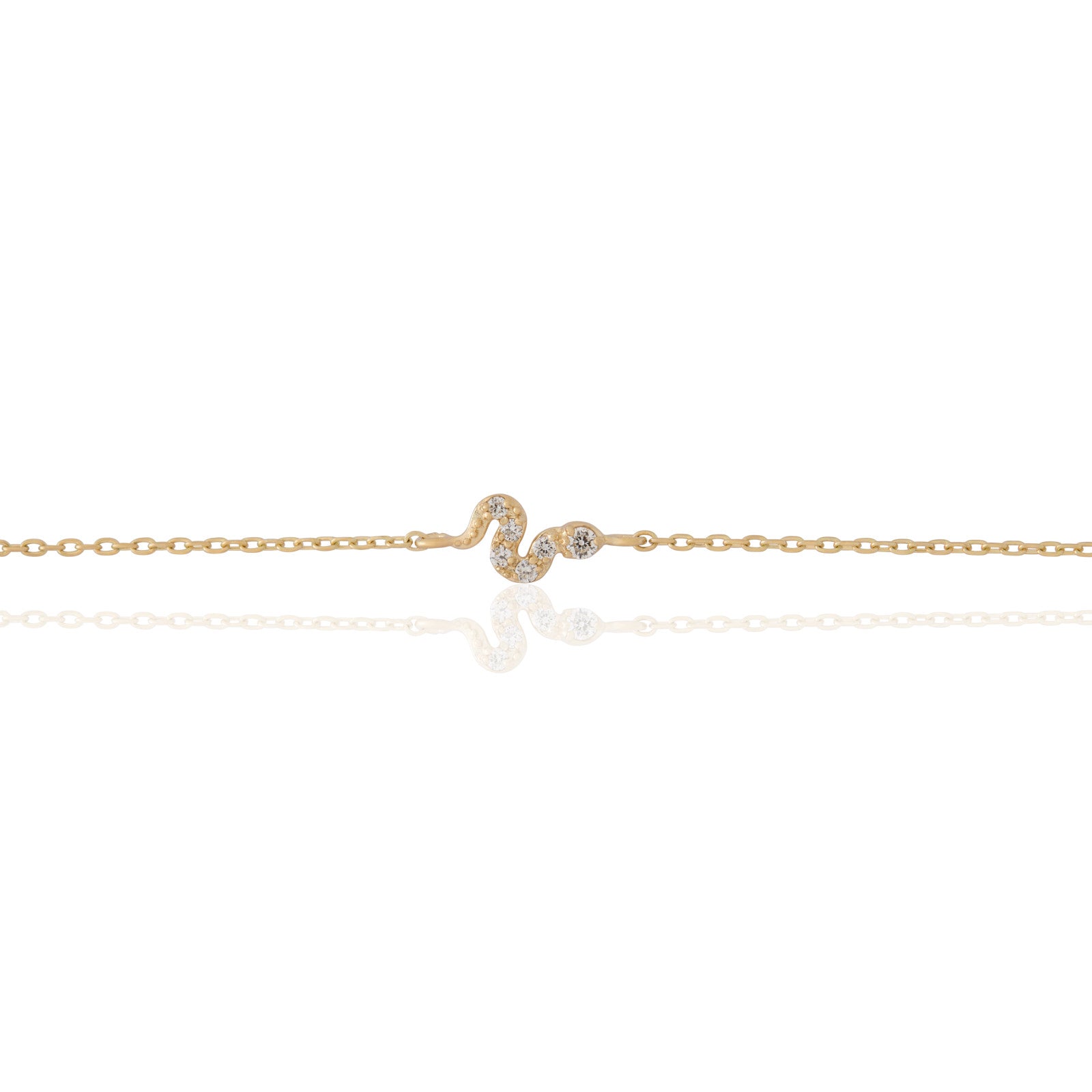 14kt Yellow Gold Snake White Diamond Bracelet