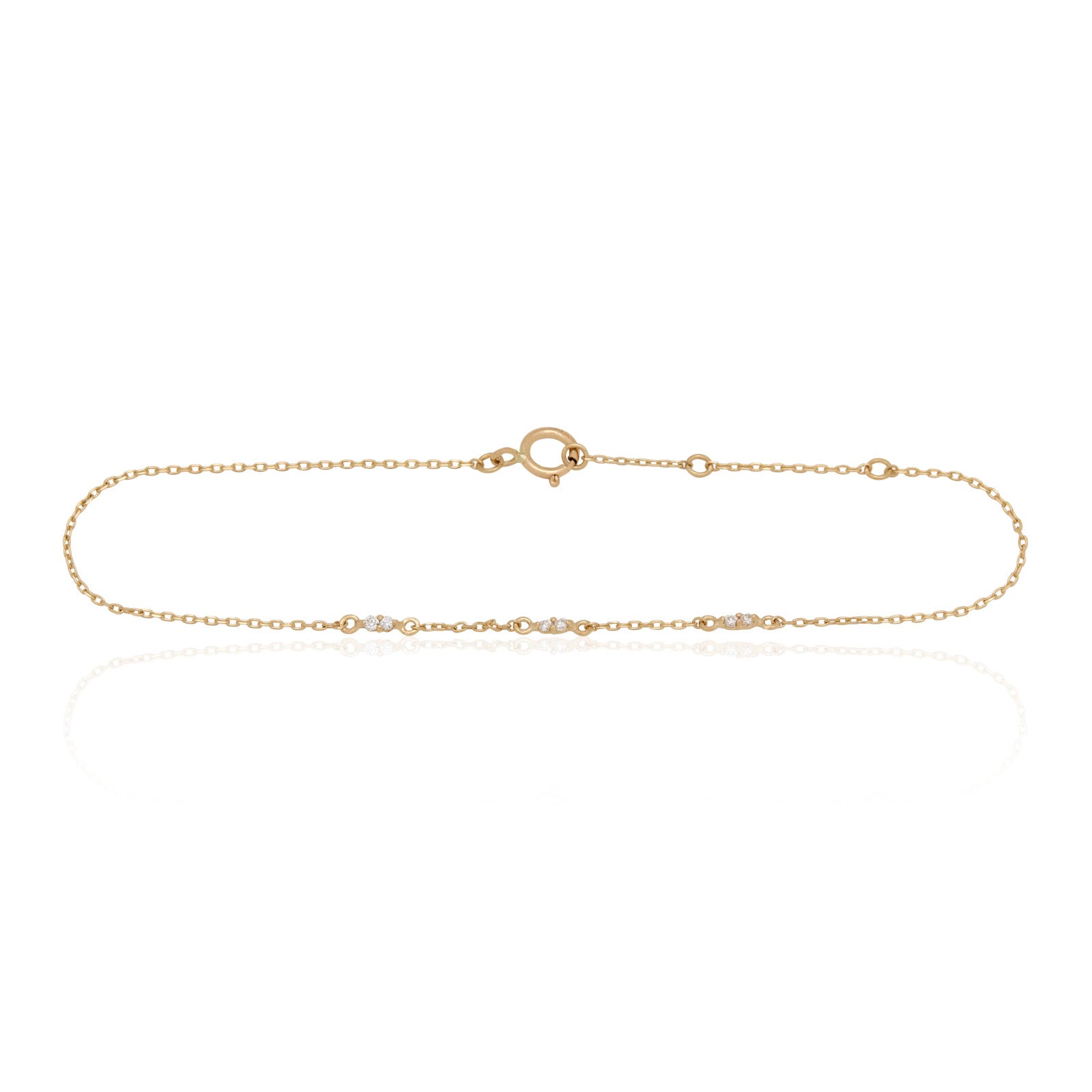 14kt Yellow Gold Triple Duo White Diamond Bracelet