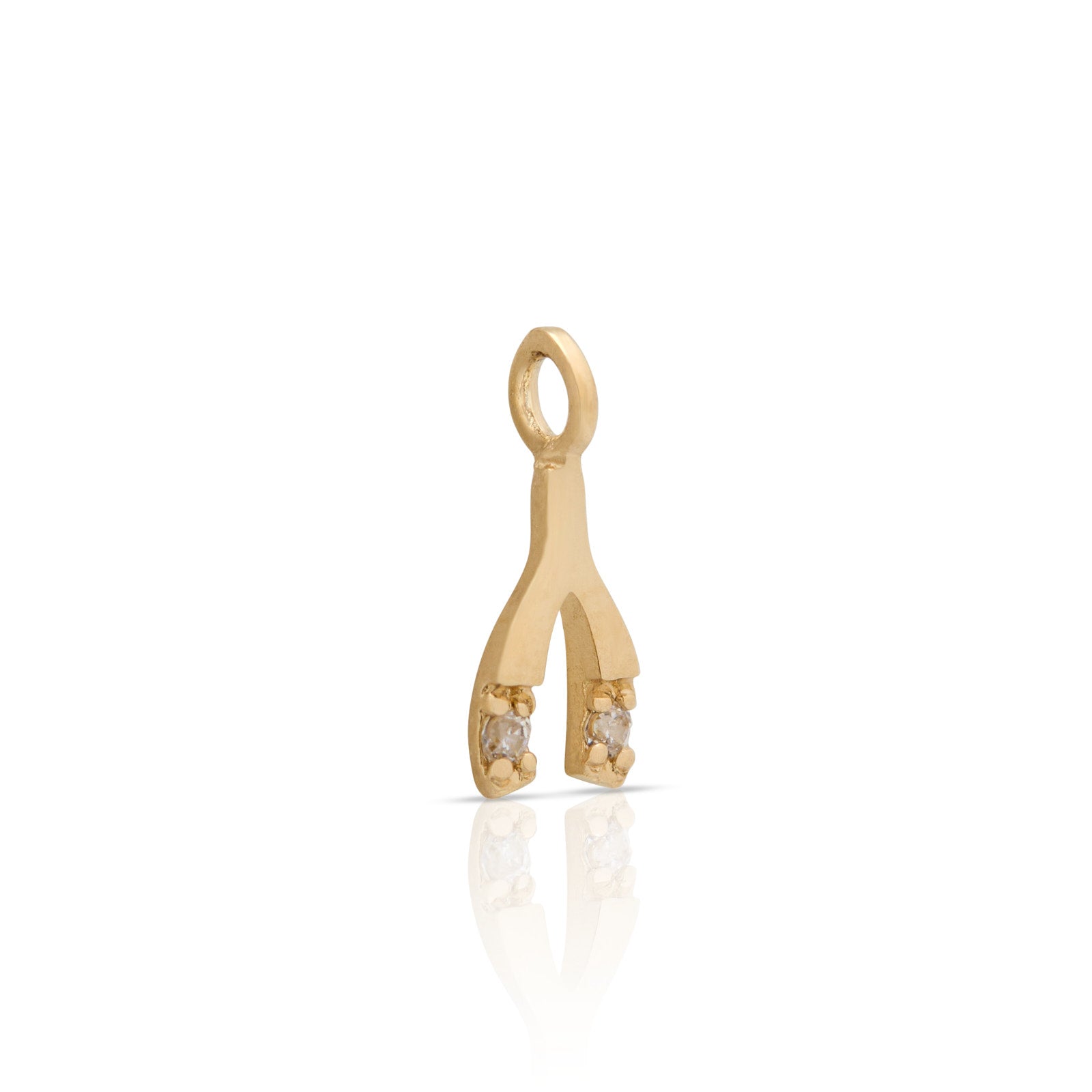 14kt Solid Gold Charm Jewelled Wishbone