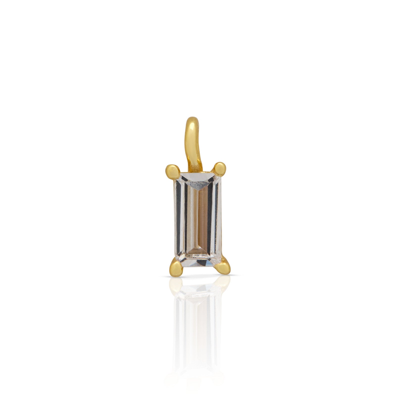 14kt Gold Vermeil Permanent Charm - Baguette