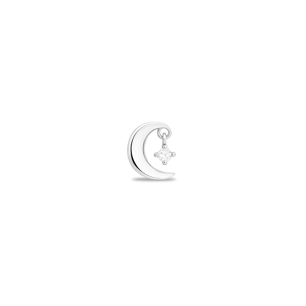 14kt White Gold Flatback - Dangle Moon
