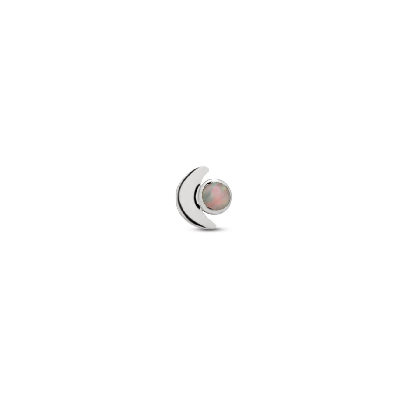 14kt White Gold Flatback - Moon & Opal