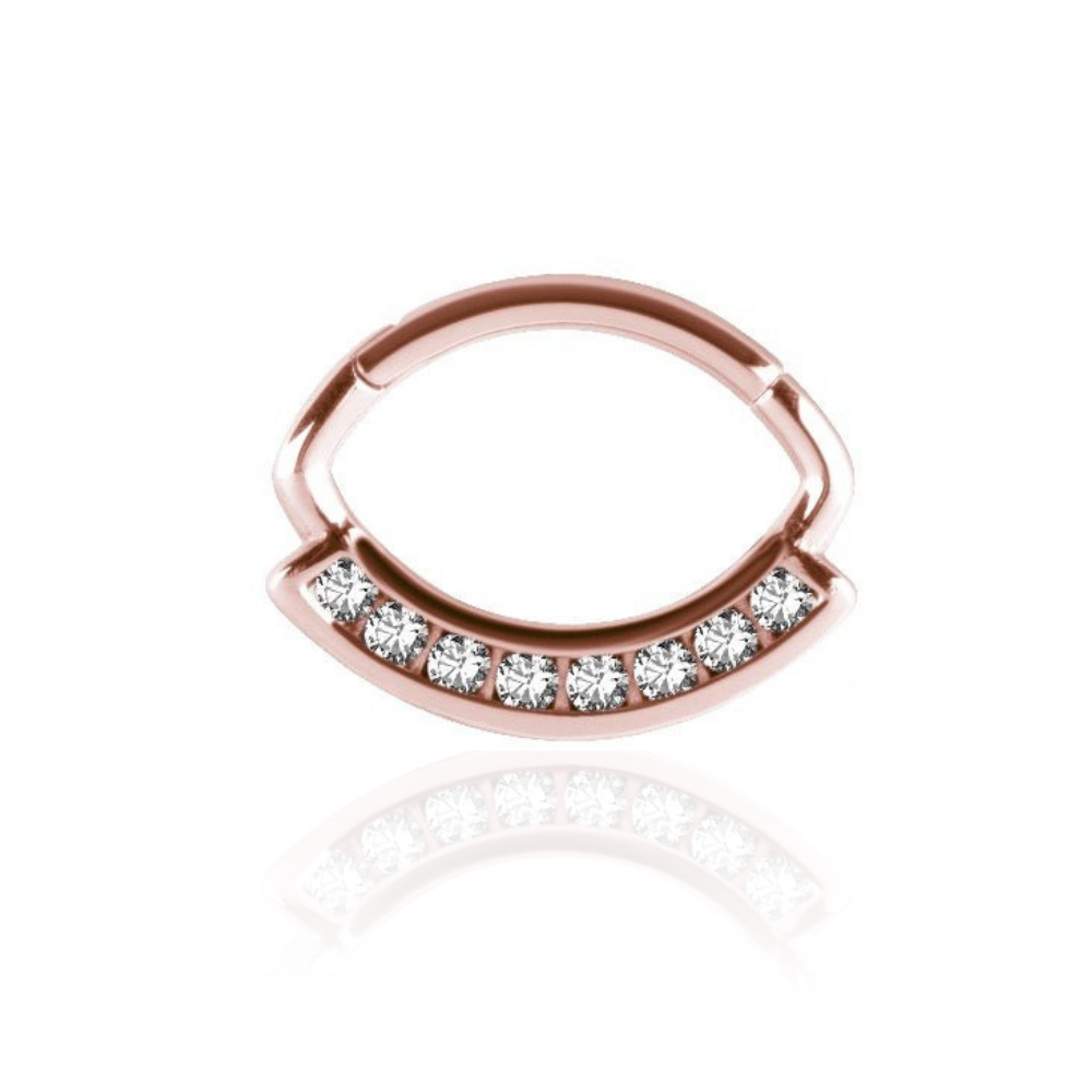 Rose Gold Jewelled Daith Hinged Ring