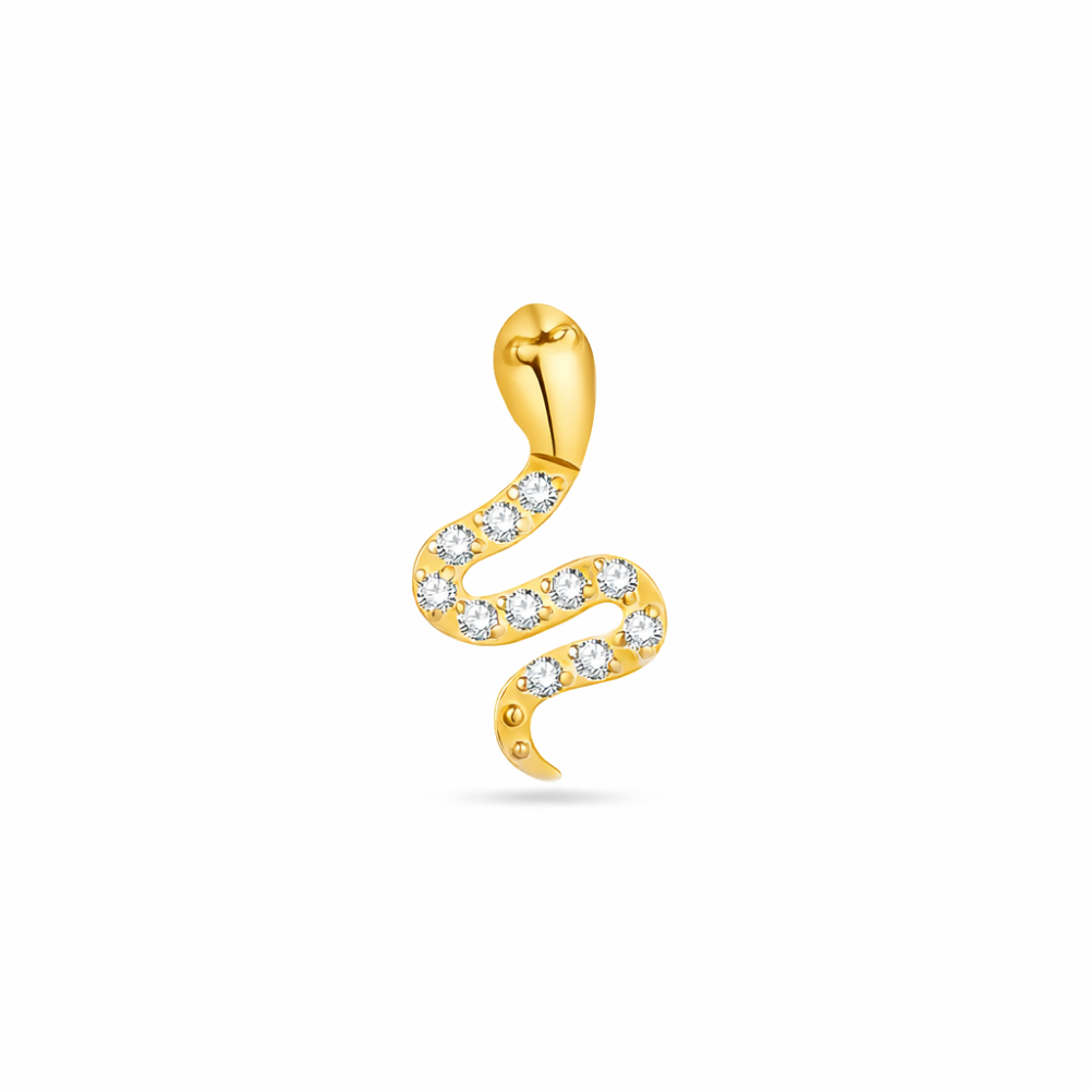 18k V-Gold Jewelled Hiss Snake Flatback