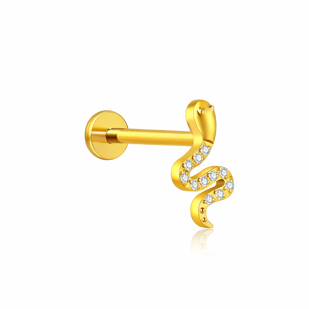 18k V-Gold Jewelled Hiss Snake Flatback
