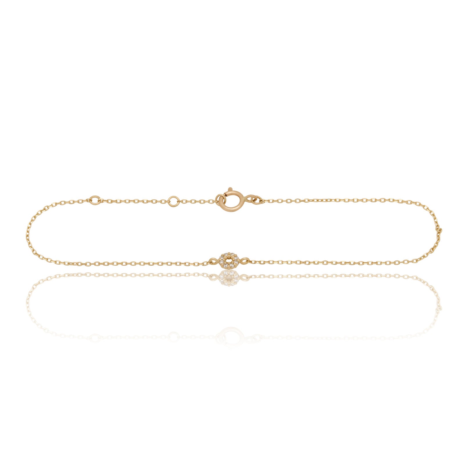 14kt Yellow Gold Circle White Diamond Bracelet