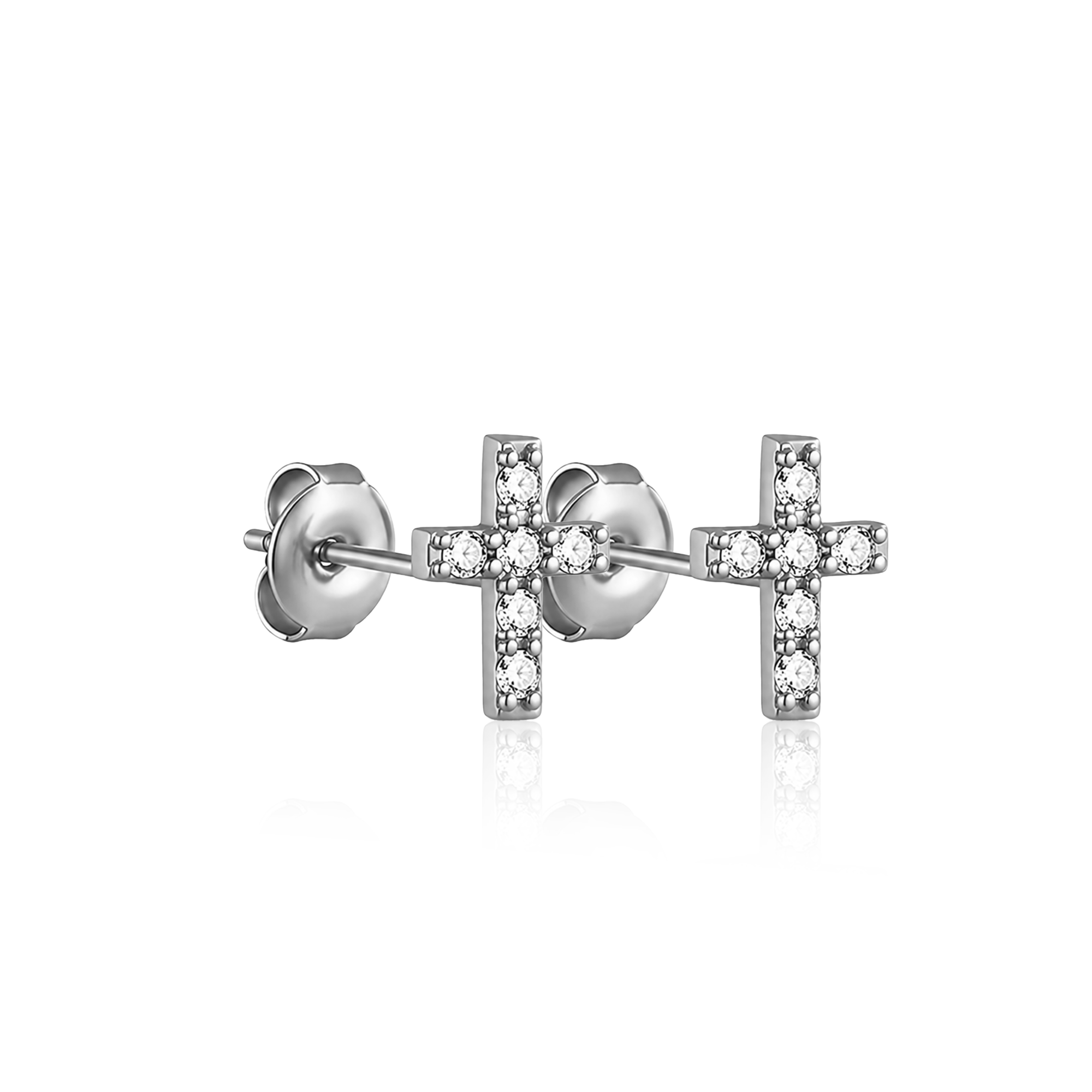Crystal Cross Earrings - Pair