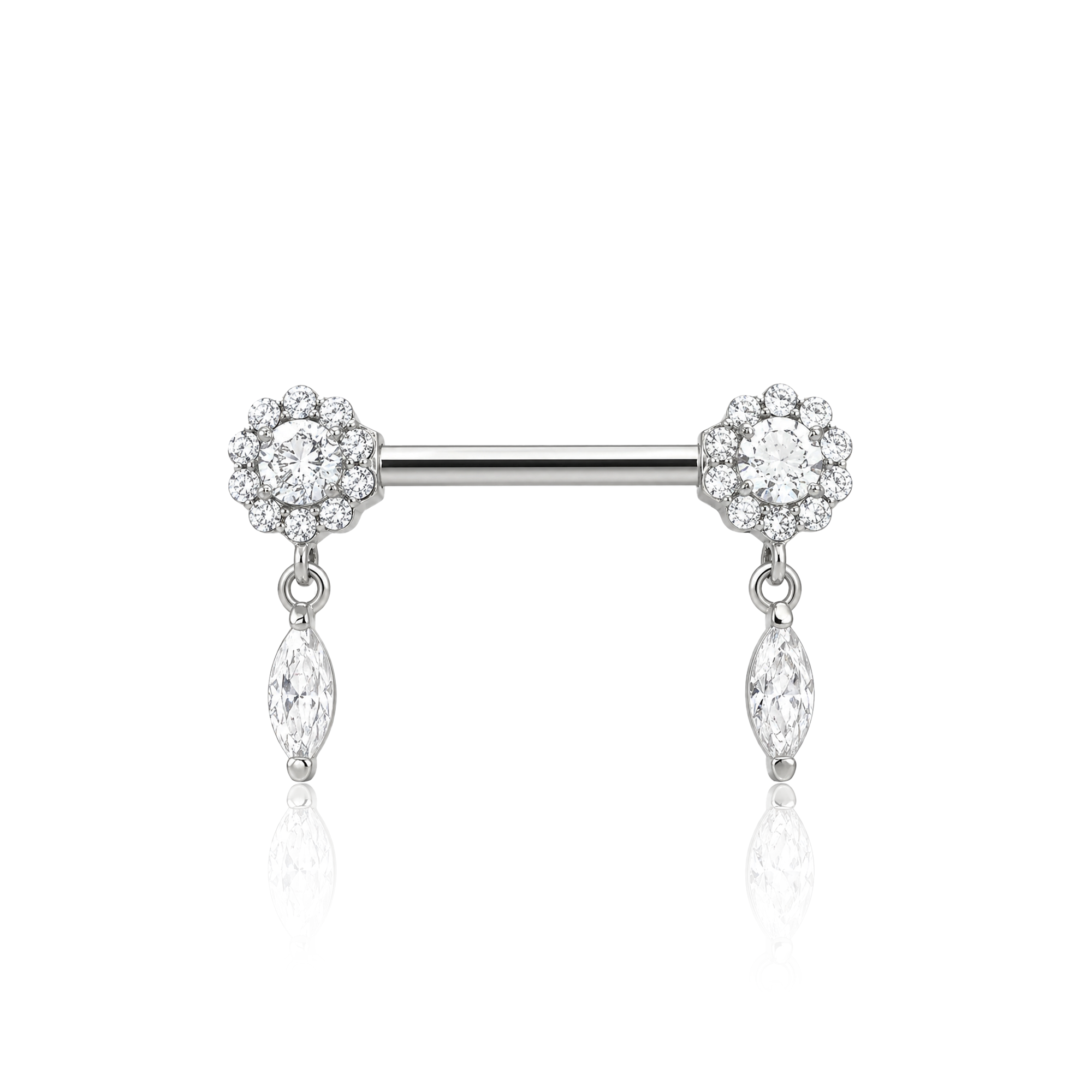 Jewelled Flower Dangle Nipple Bar