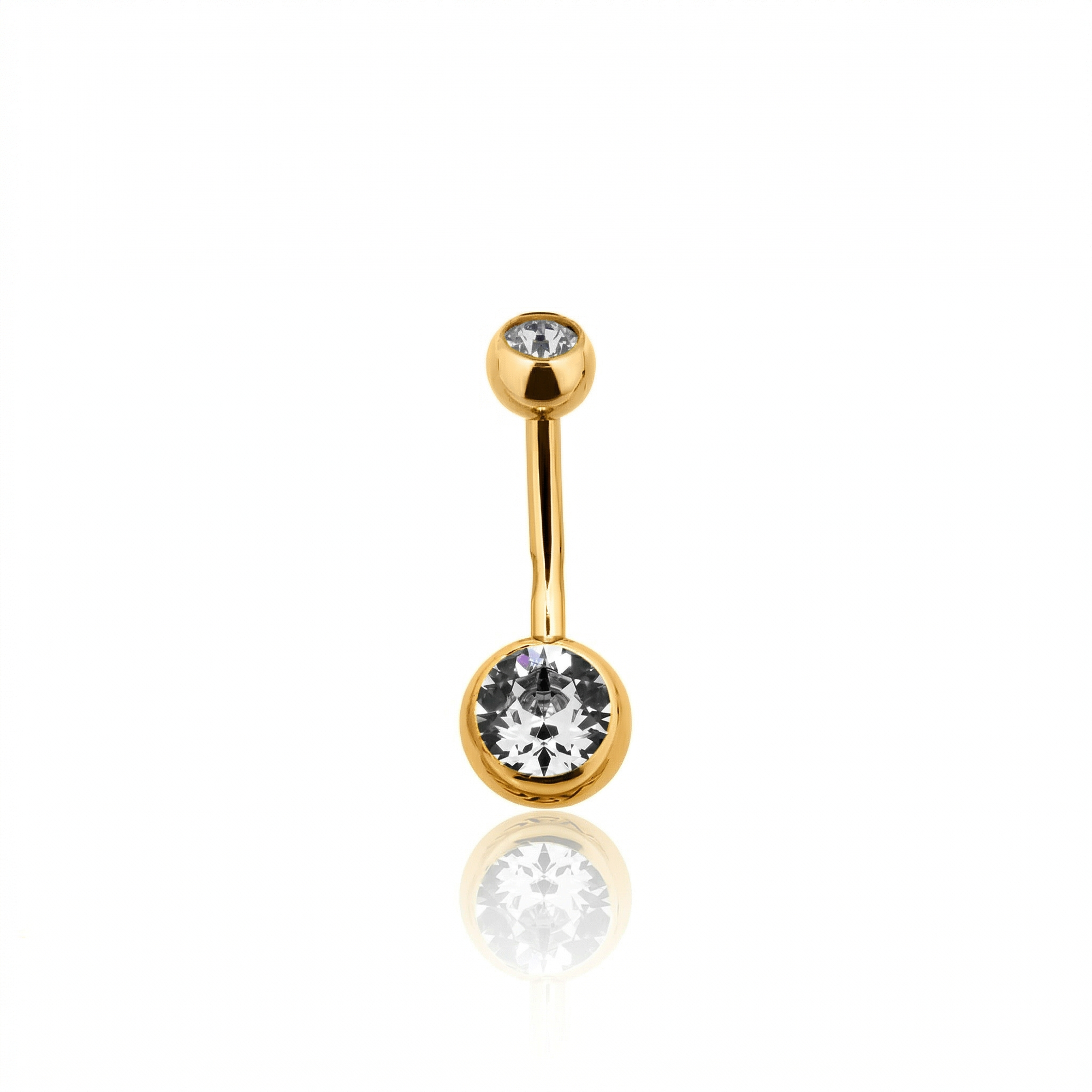 V-Gold Internal Thread Double Jewelled Navel Bar