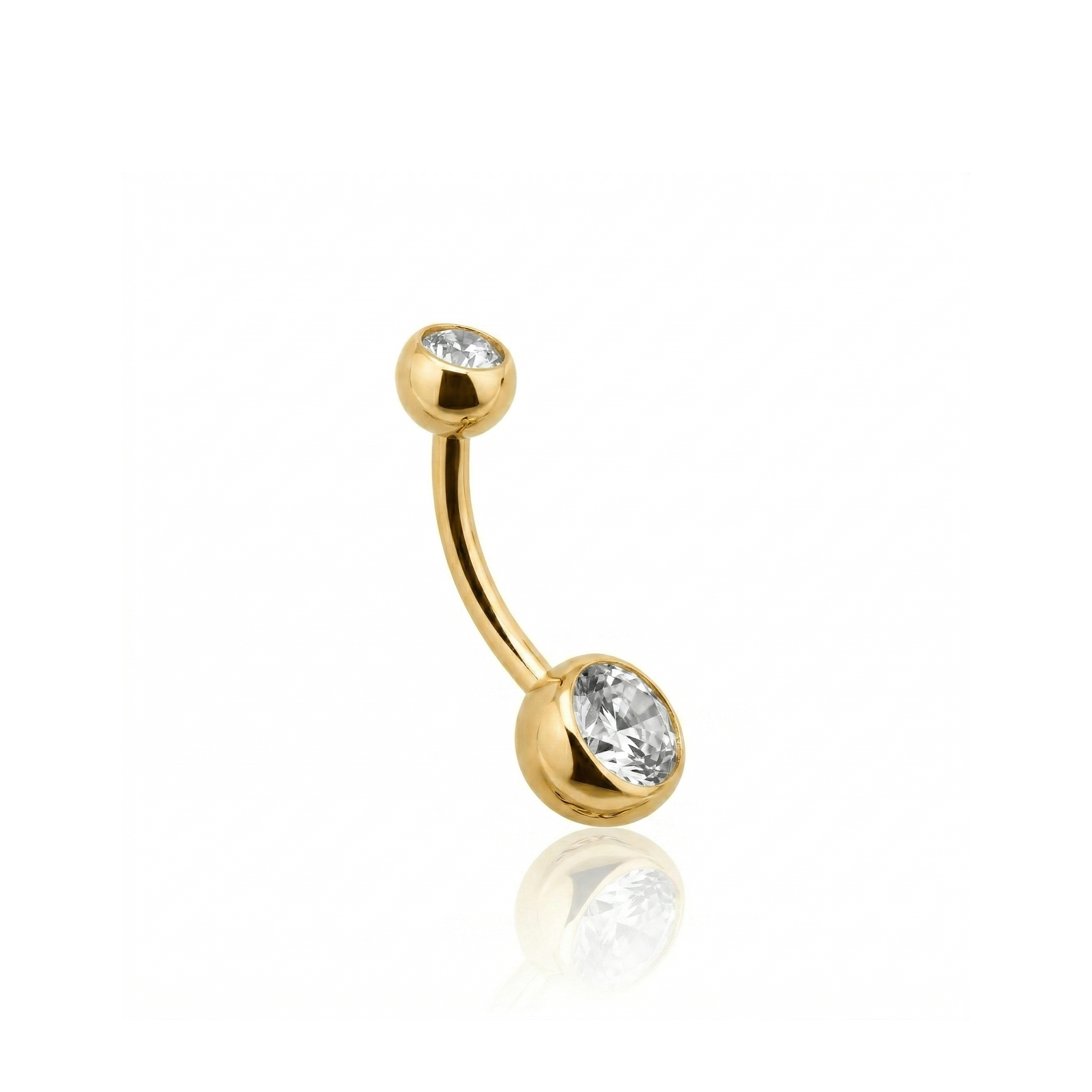 V-Gold Internal Thread Double Jewelled Navel Bar