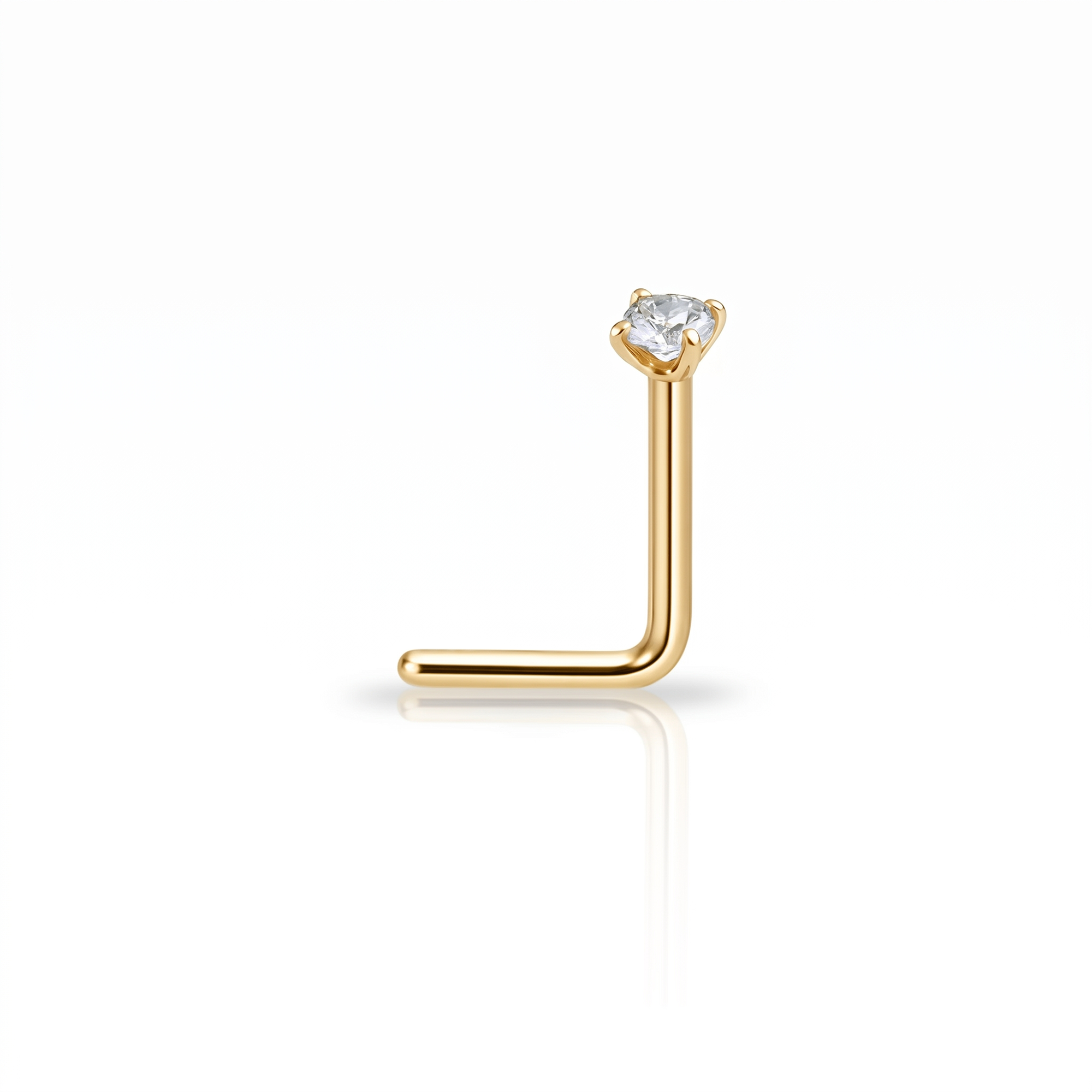 V-Gold Jewelled Claw L Shaped Nose Stud