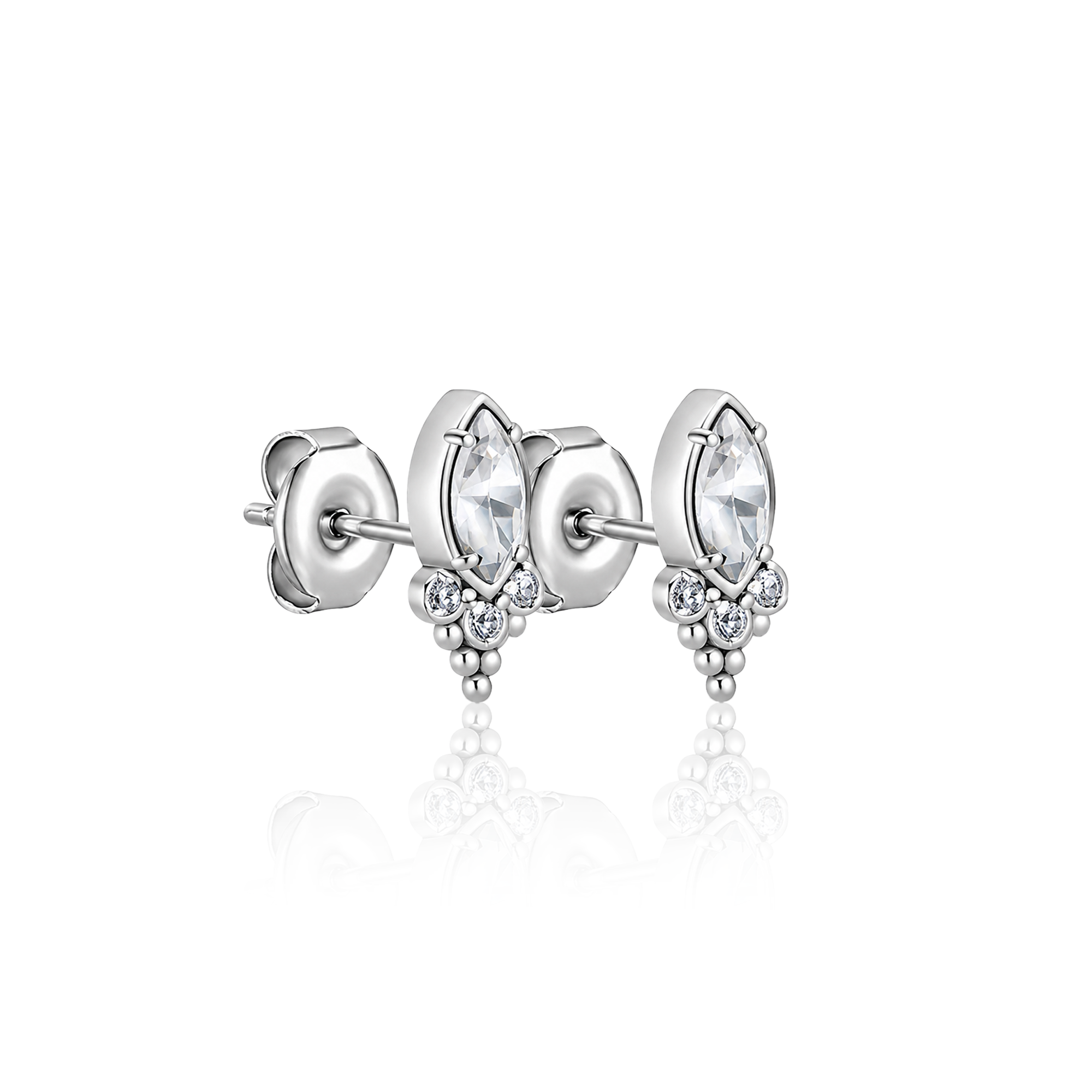 Jewelled Marquise Cluster Earrings - Pair