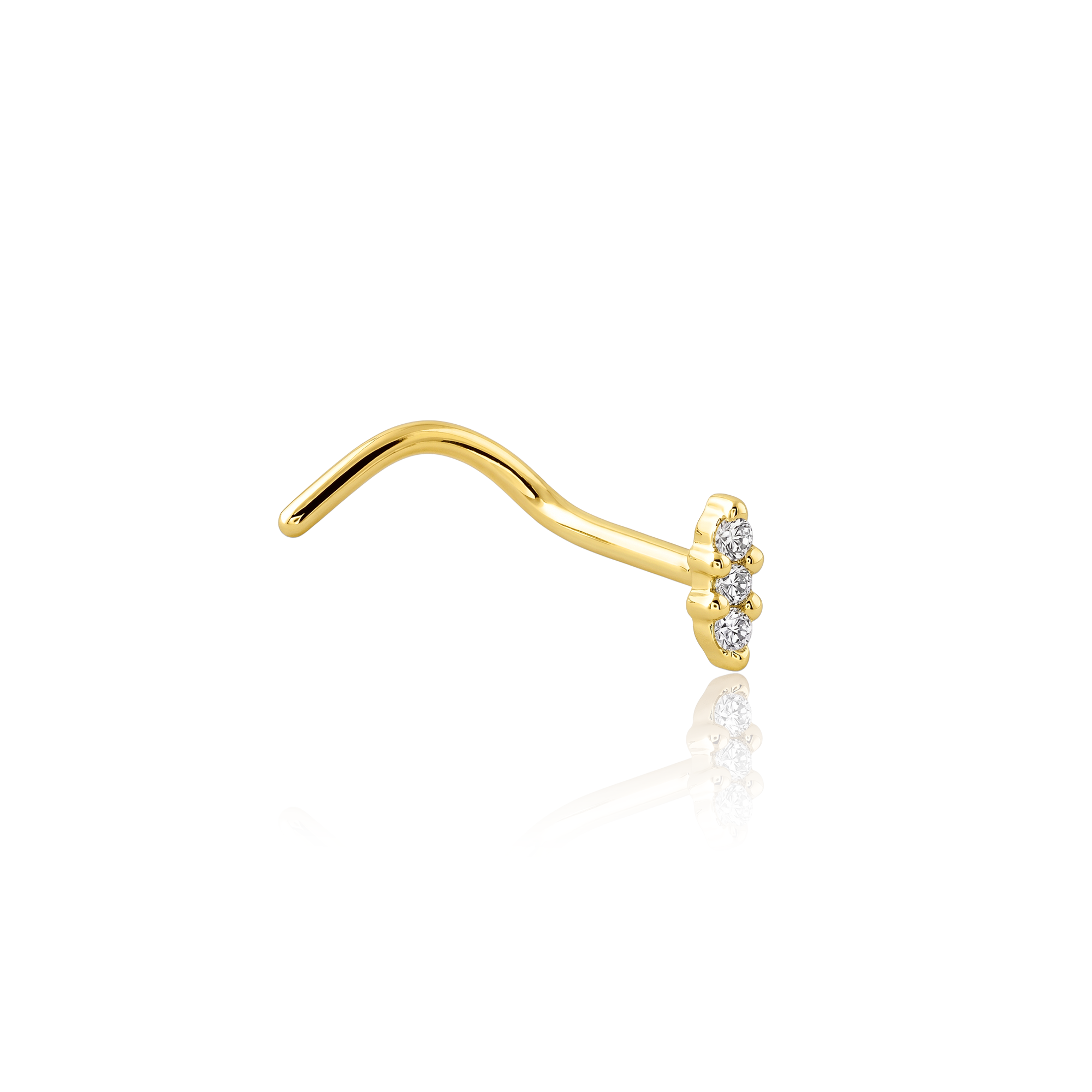 V-Gold Three Stone Nose Stud