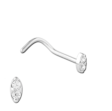 Surgical Steel Jewelled Oval Nose Stud