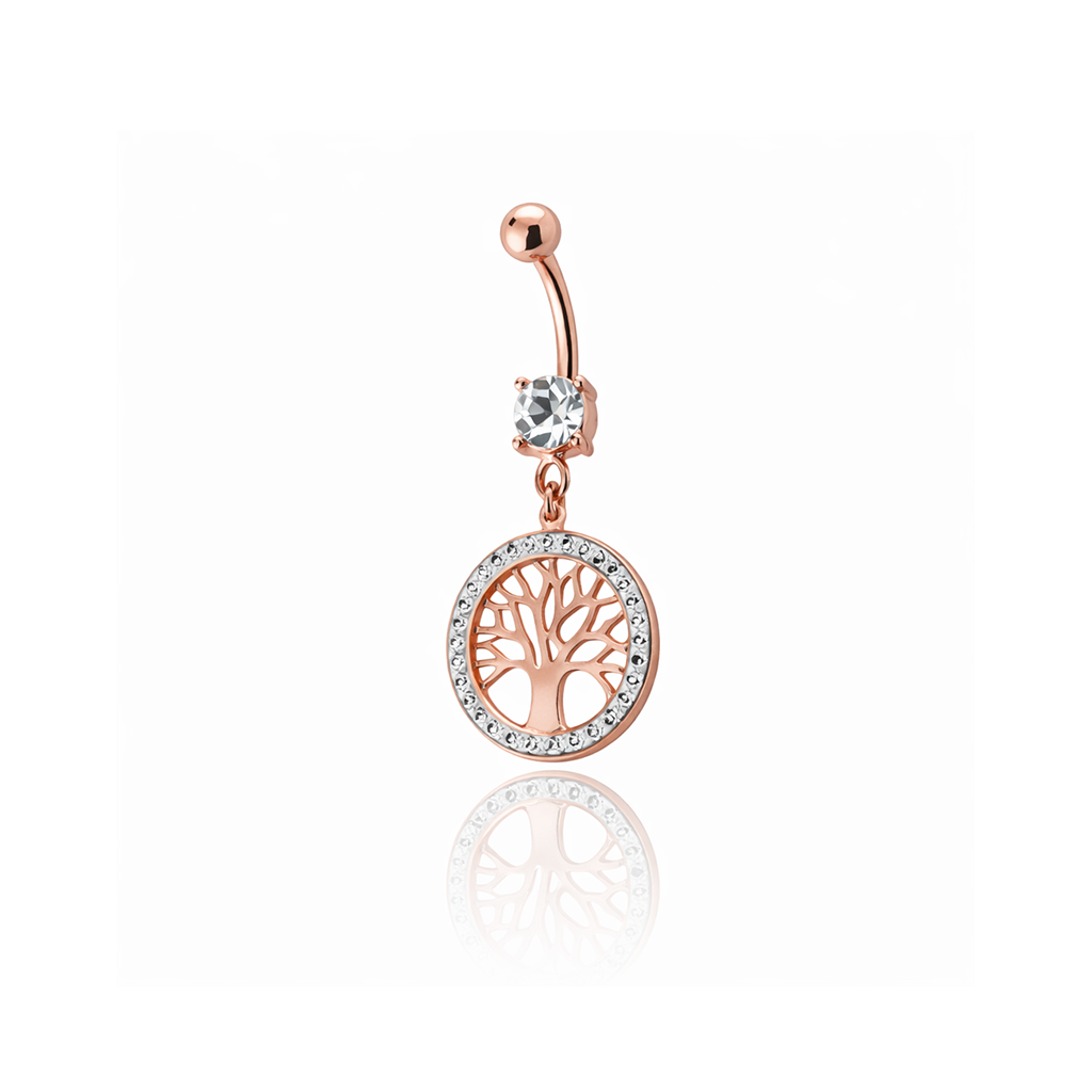 Rose Gold Tree Of Life Navel Bar