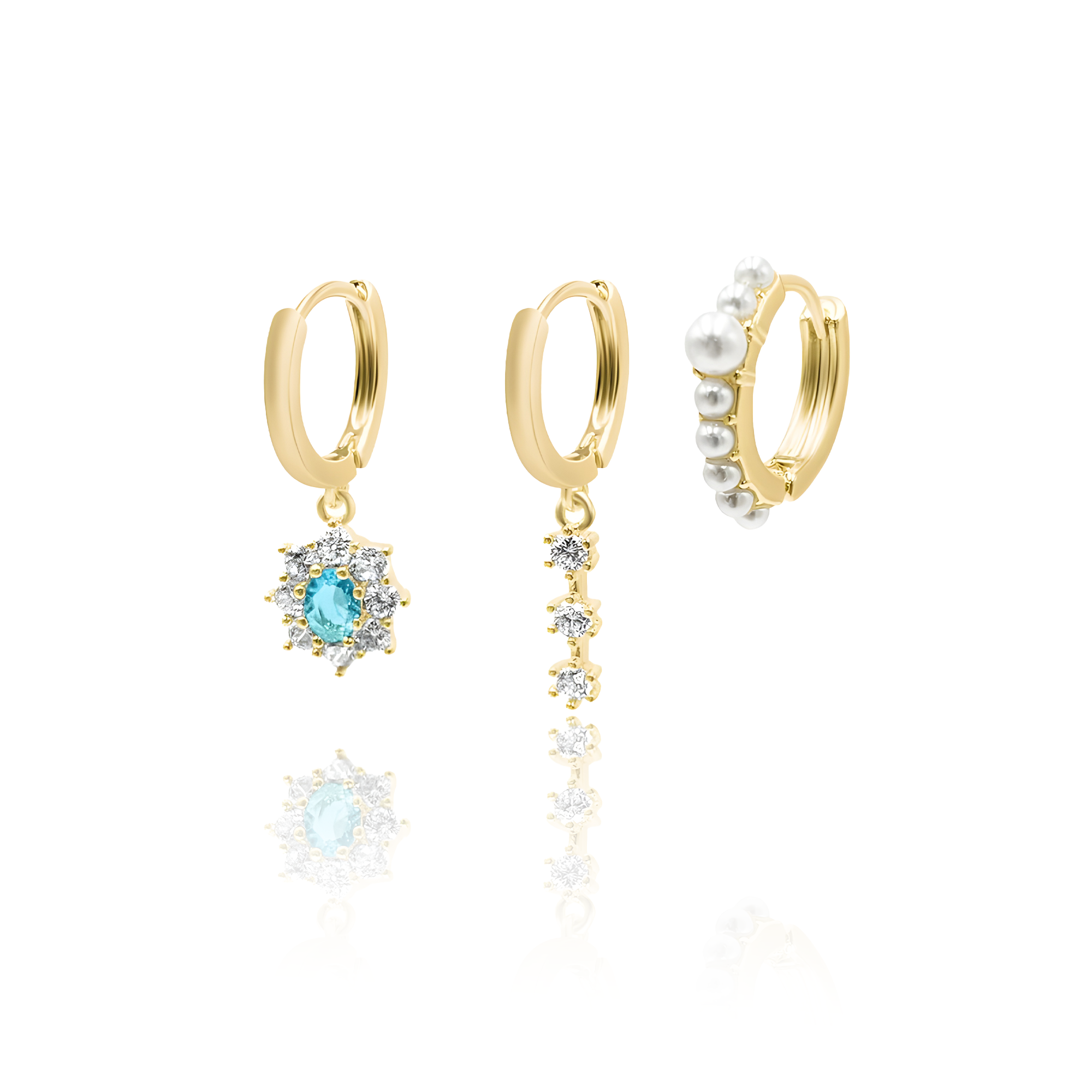 Curated Ear Stack - Pearl | Flower | 3 Drop Dangle
