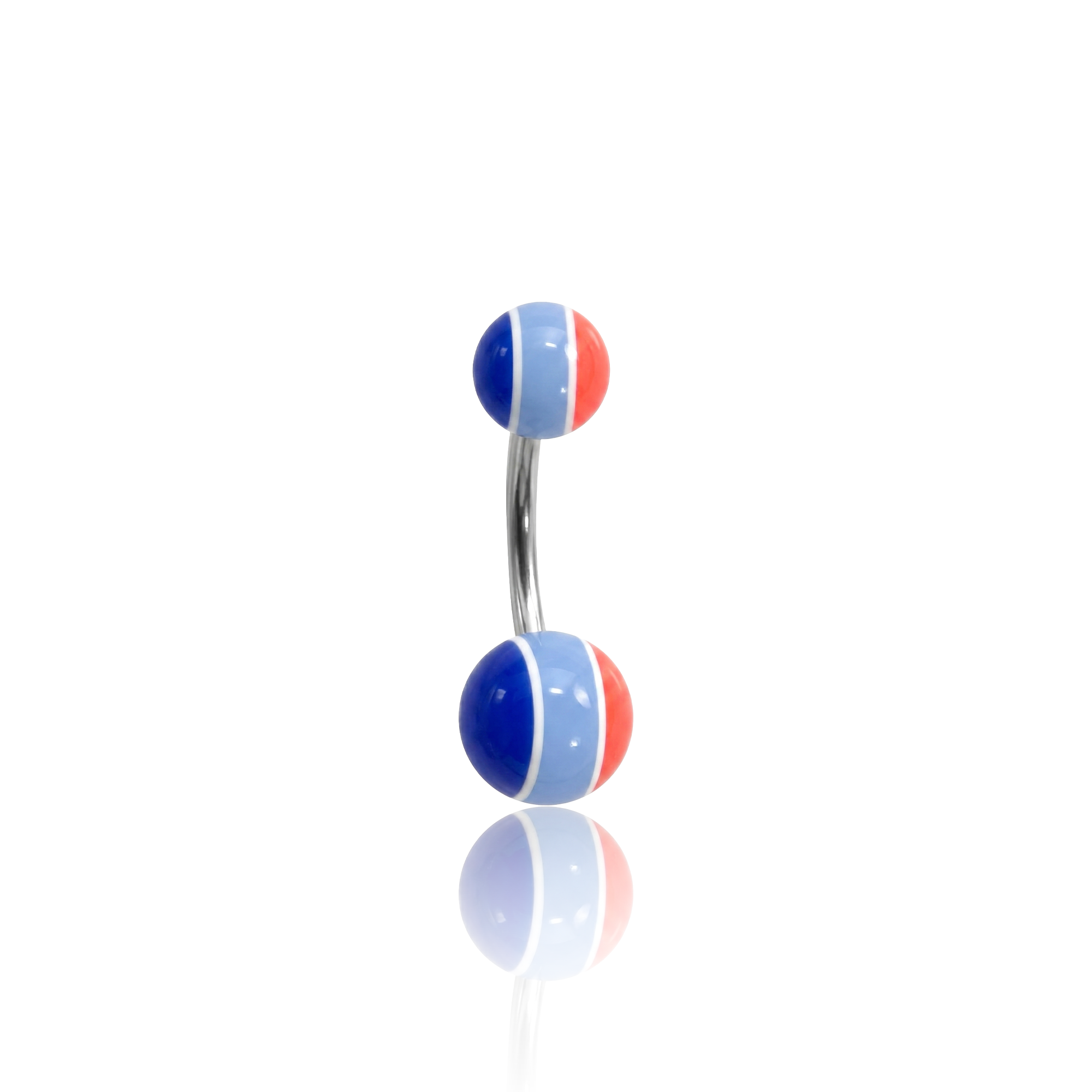 Surgical Steel with Acrylic Stripe Ball Navel Bar