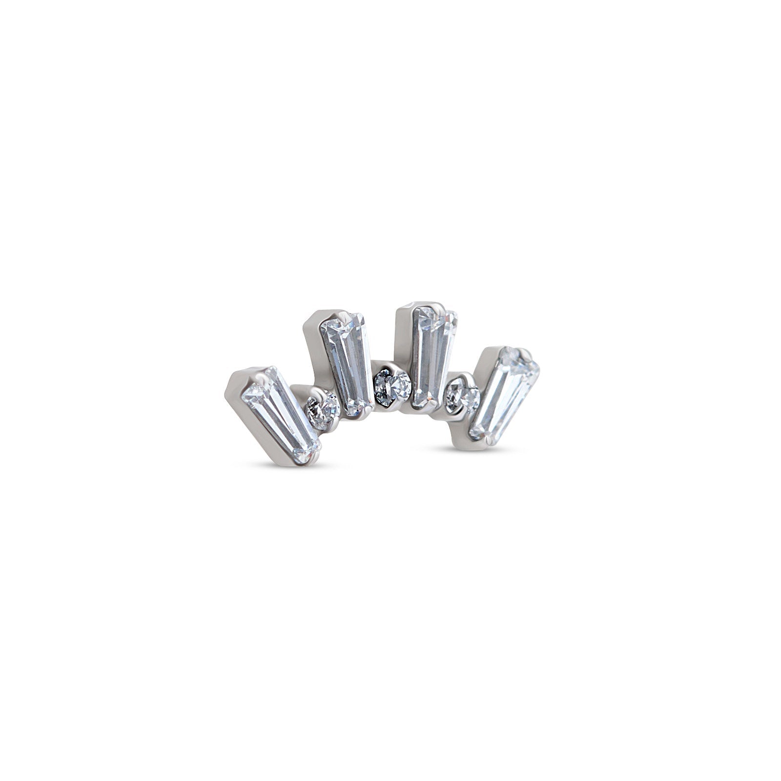 Baguette and Round Stones Crown Flatback
